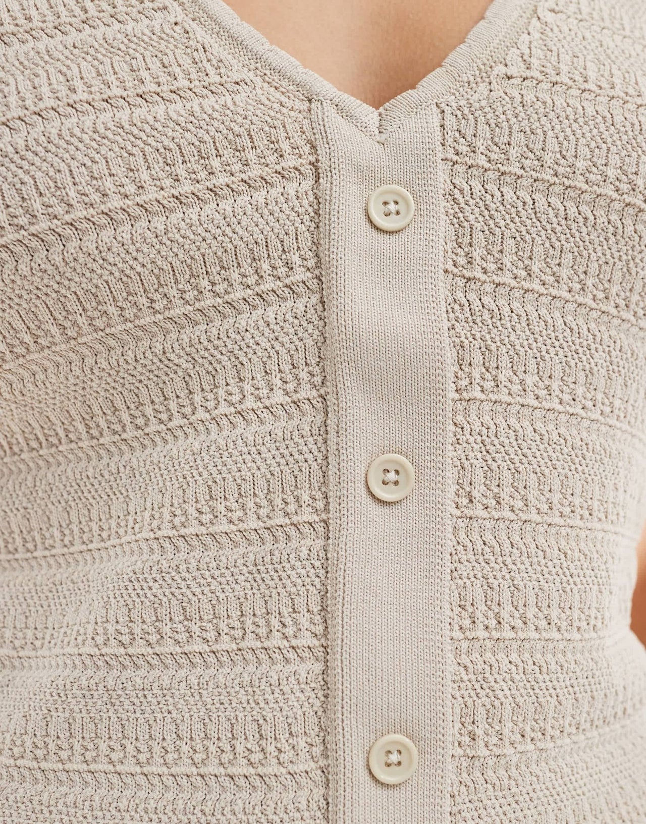 Pretty Lavish v - neck crochet top co - ord in beige - ASOS Sample Sale EU Store