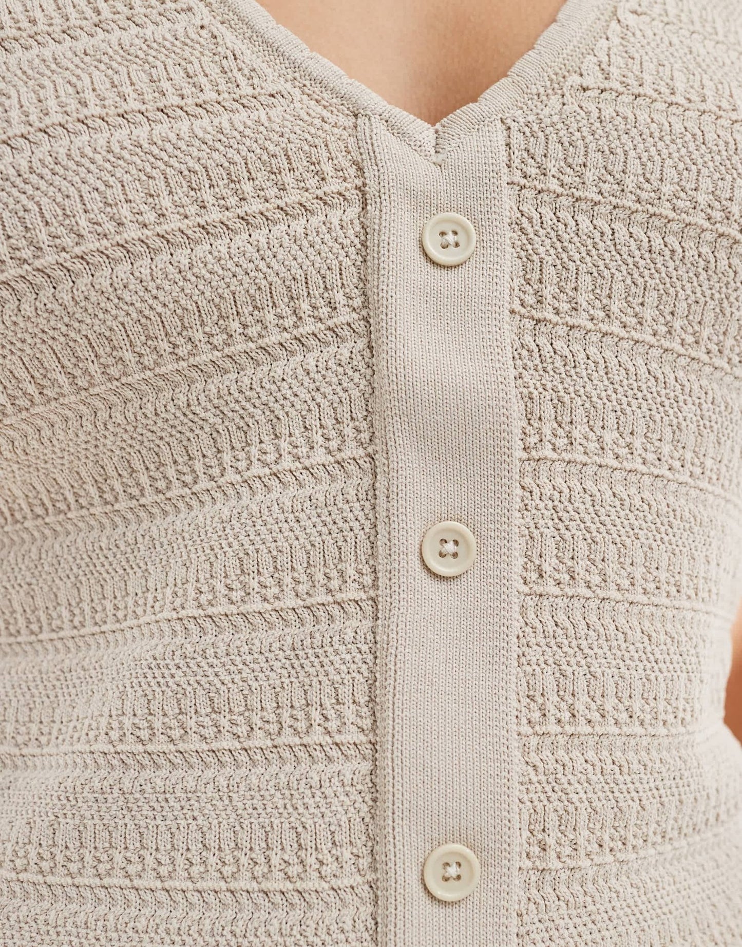 Pretty Lavish v - neck crochet top co - ord in beige - ASOS Sample Sale EU Store