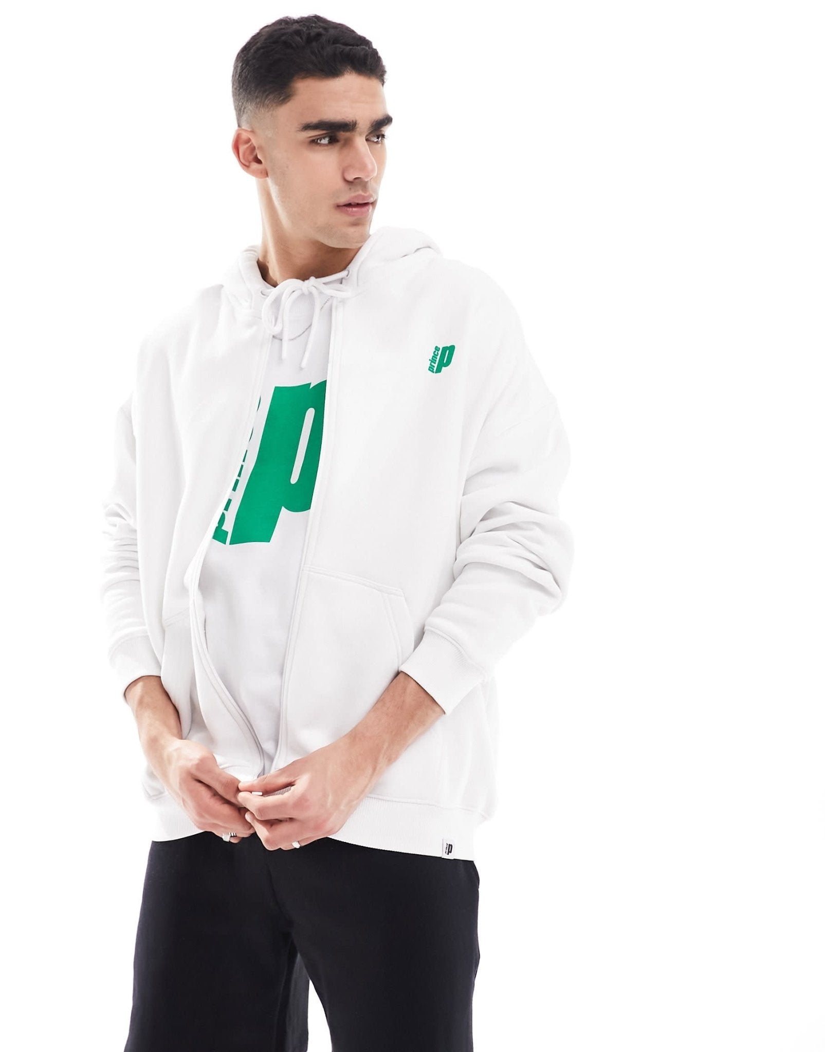 Prince unisex zip through logo hoodie in white - ASOS Sample Sale EU Store