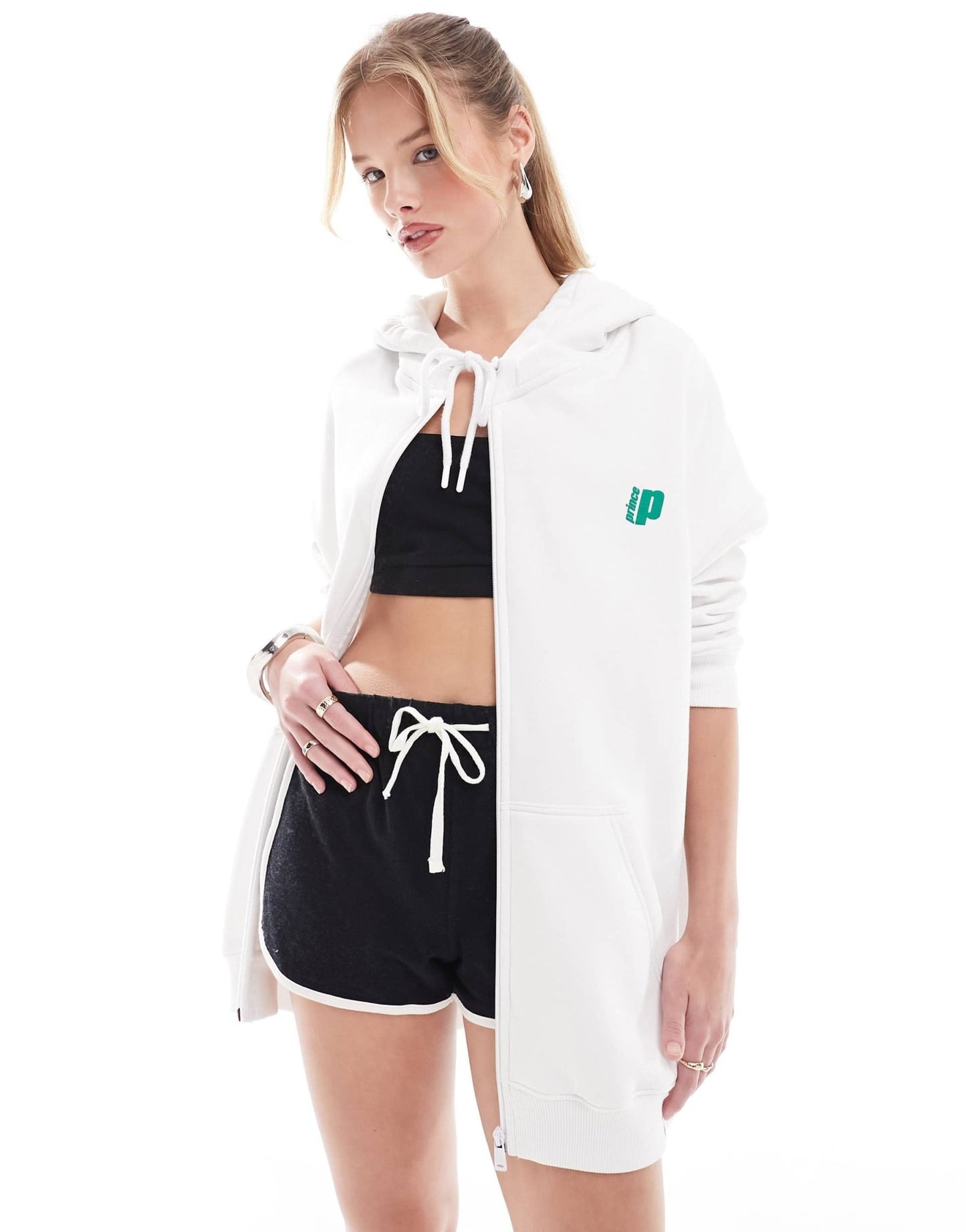 Prince unisex zip through logo hoodie in white - ASOS Sample Sale EU Store