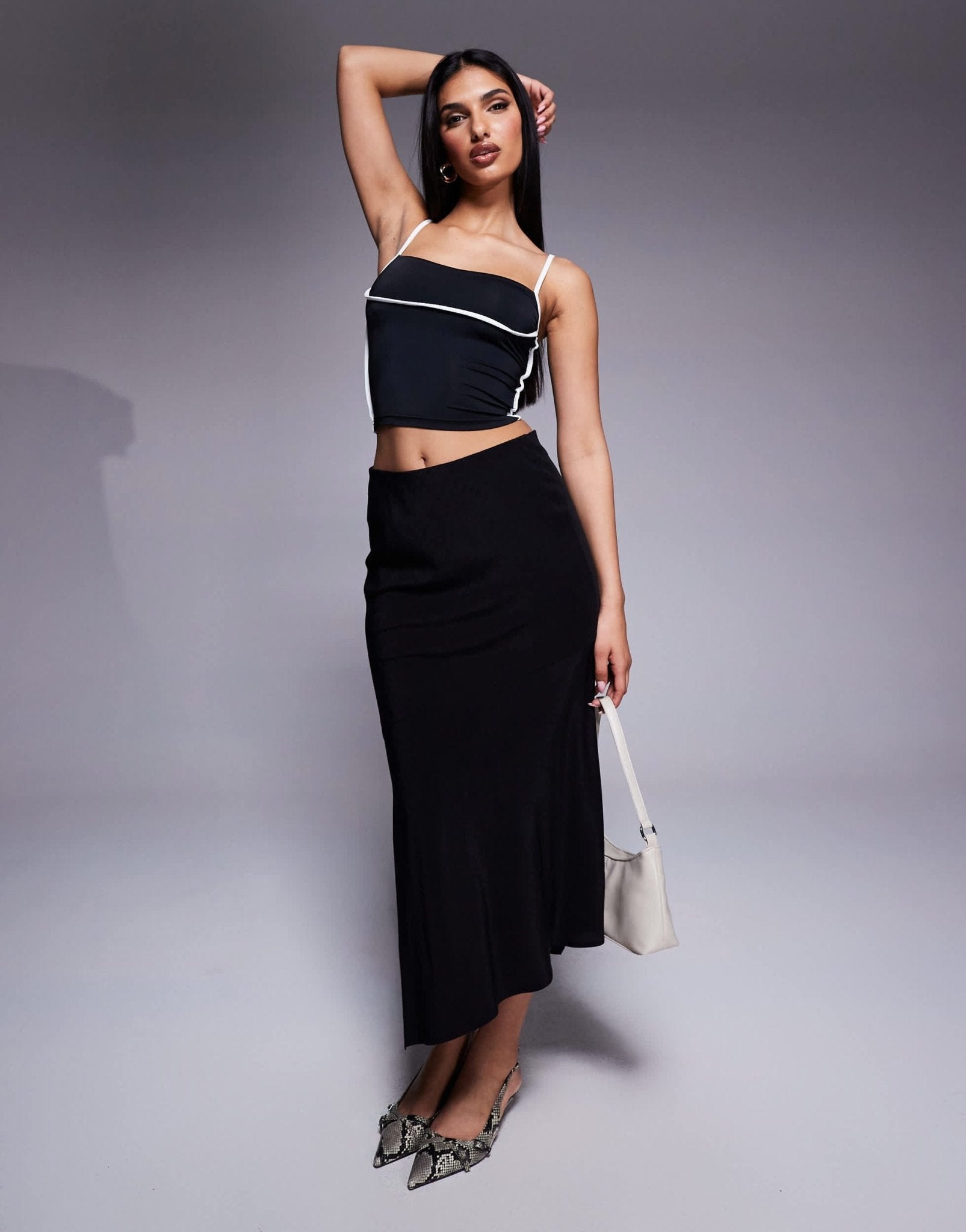 Princess Polly double layered slinky contrast trim strappy cami top in mono - ASOS Sample Sale EU Store