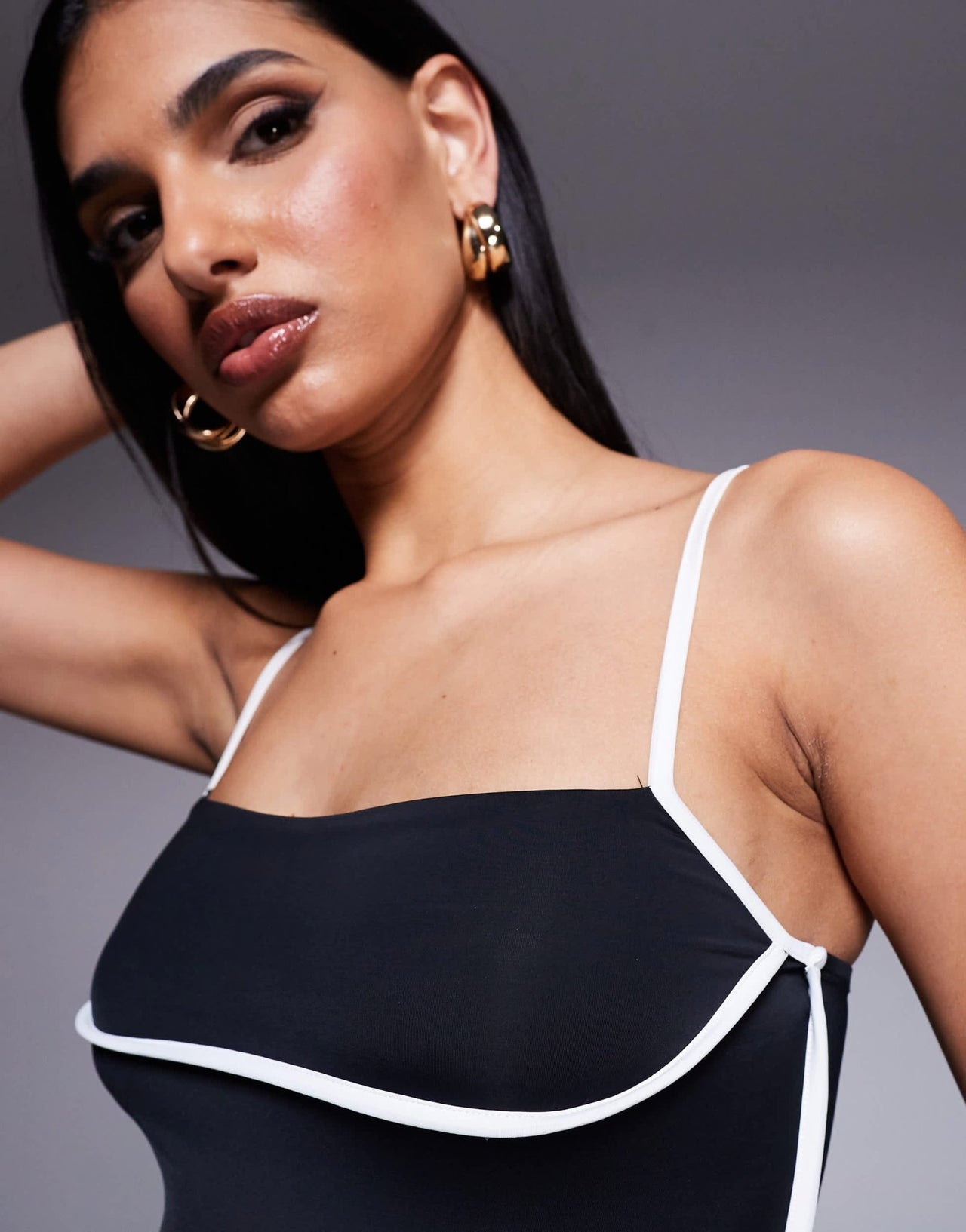 Princess Polly double layered slinky contrast trim strappy cami top in mono - ASOS Sample Sale EU Store