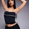 Princess Polly double layered slinky contrast trim strappy cami top in mono
