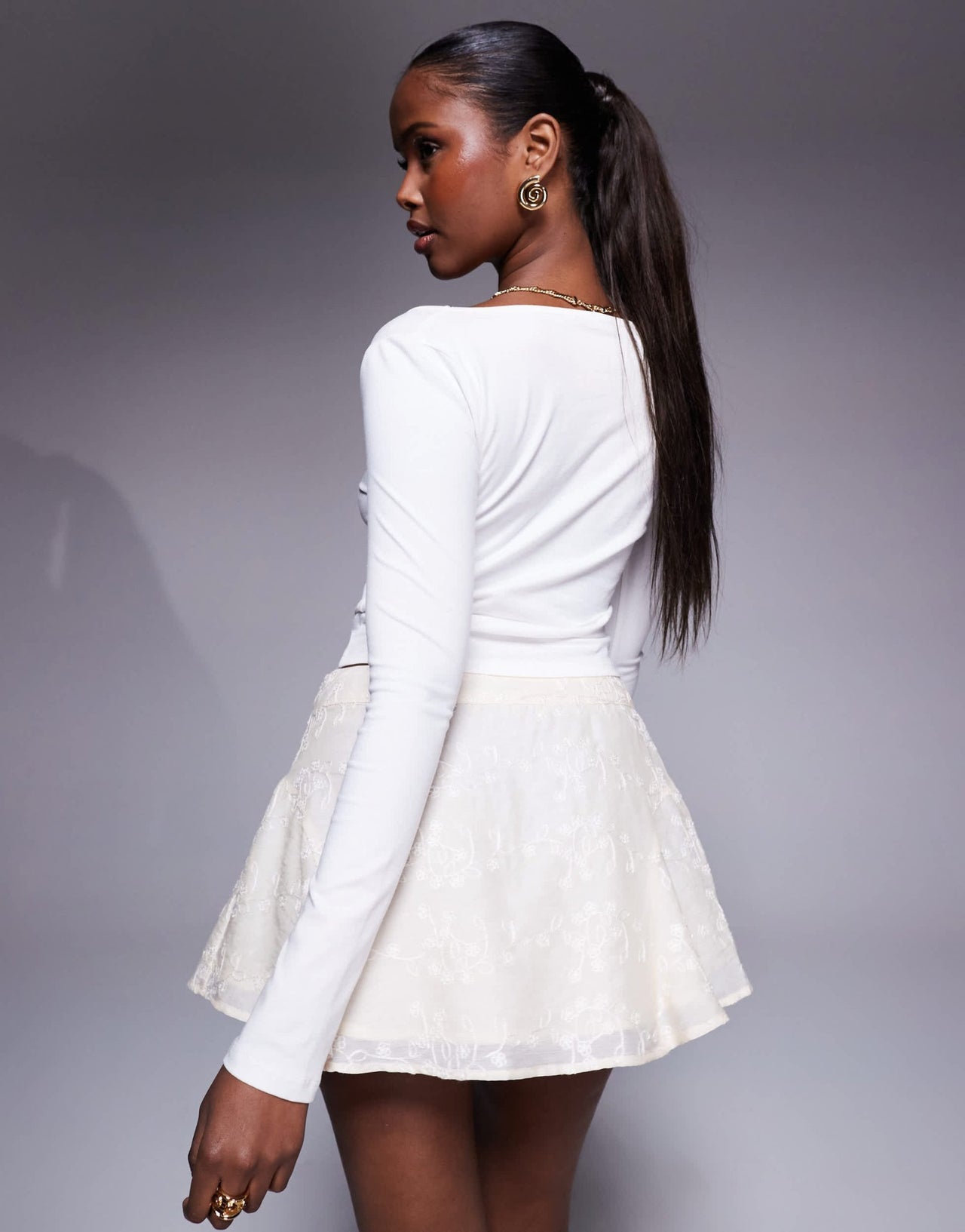 Princess Polly floral embroidered floaty mini skirt in cream - ASOS Sample Sale EU Store