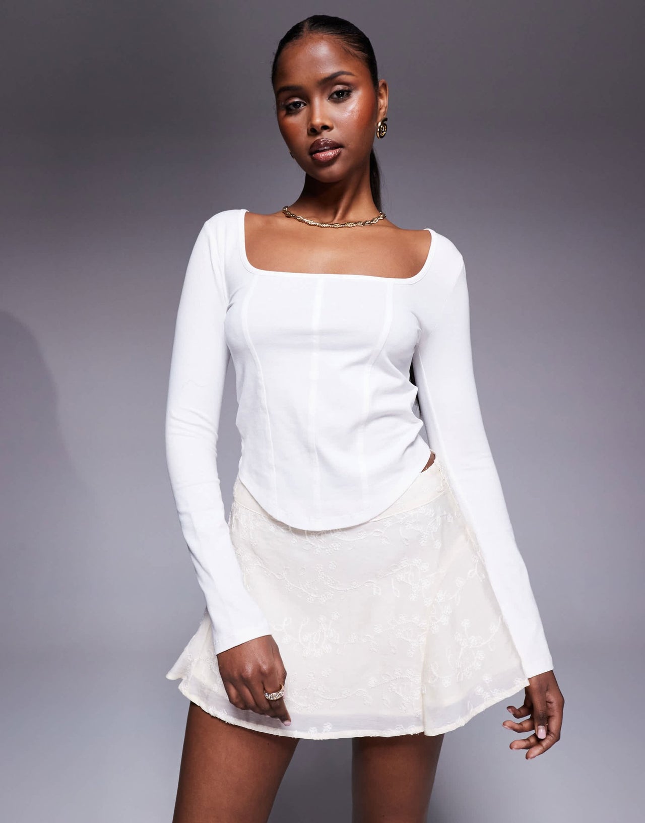 Princess Polly floral embroidered floaty mini skirt in cream - ASOS Sample Sale EU Store