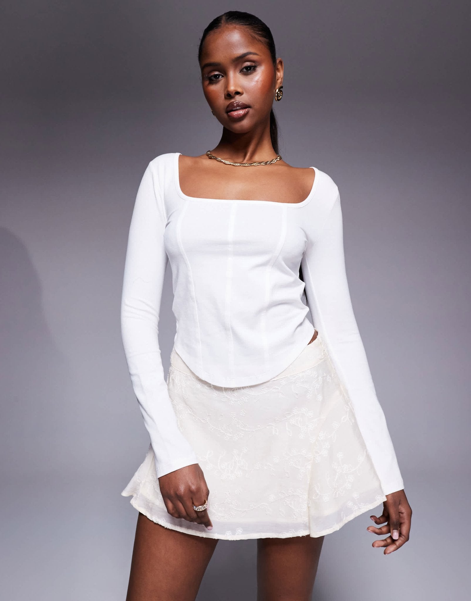 Princess Polly floral embroidered floaty mini skirt in cream - ASOS Sample Sale EU Store