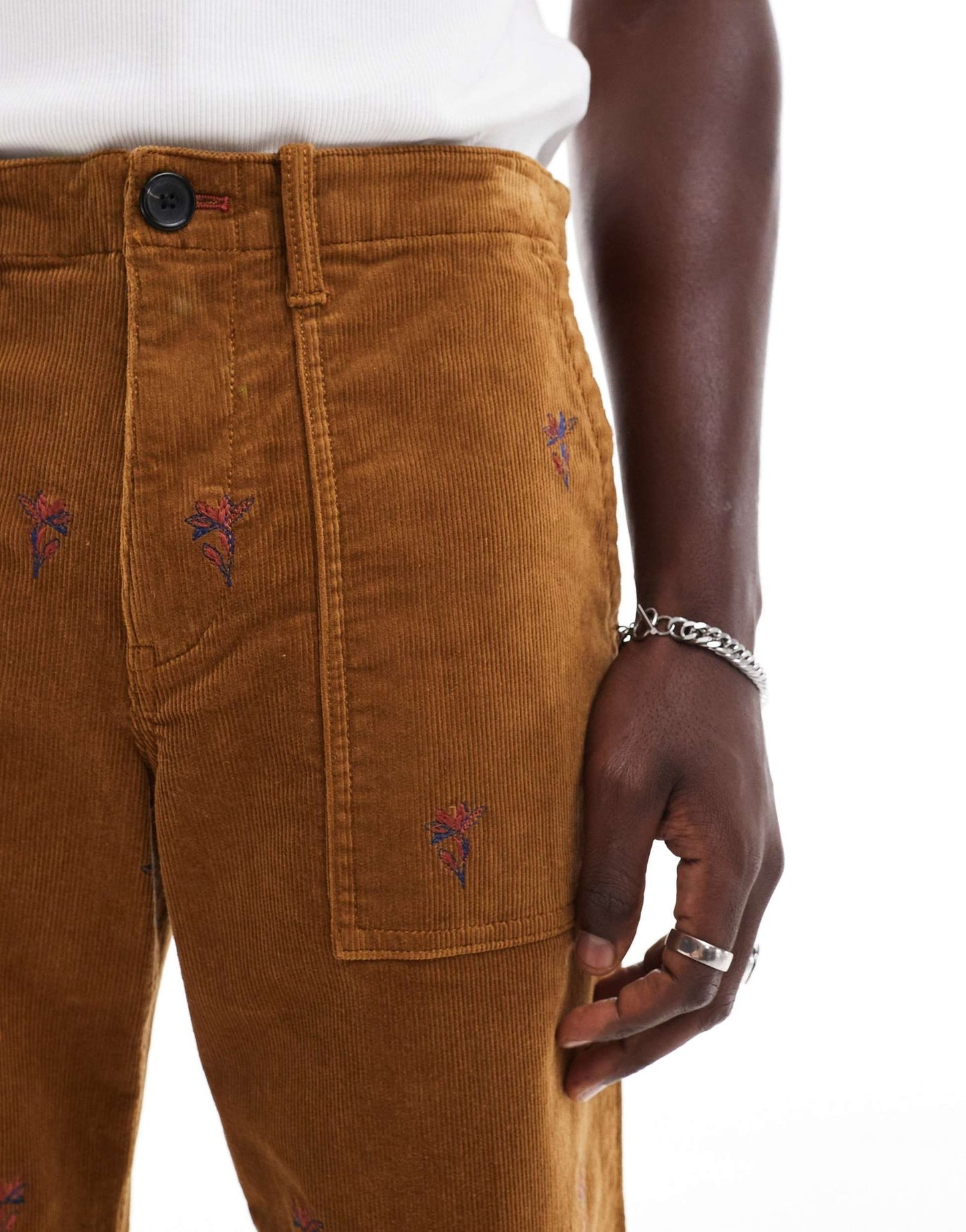PS Paul Smith cord embroidered trousers in tan - ASOS Sample Sale EU Store