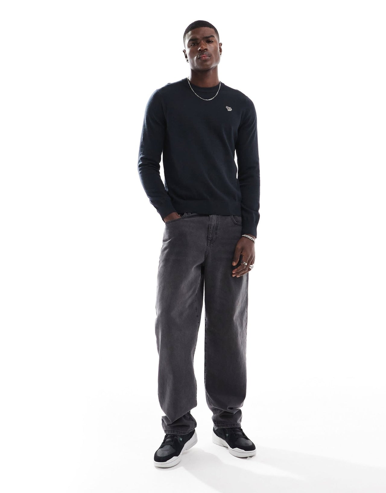 PS Paul Smith crew neck knit jumper with icon zebra logo in black - ASOS Sample Sale EU Store
