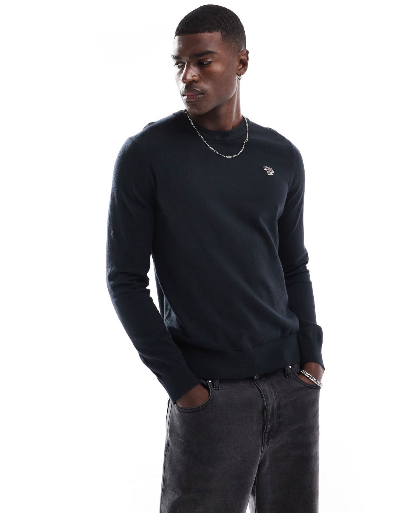 PS Paul Smith crew neck knit jumper with icon zebra logo in black - ASOS Sample Sale EU Store