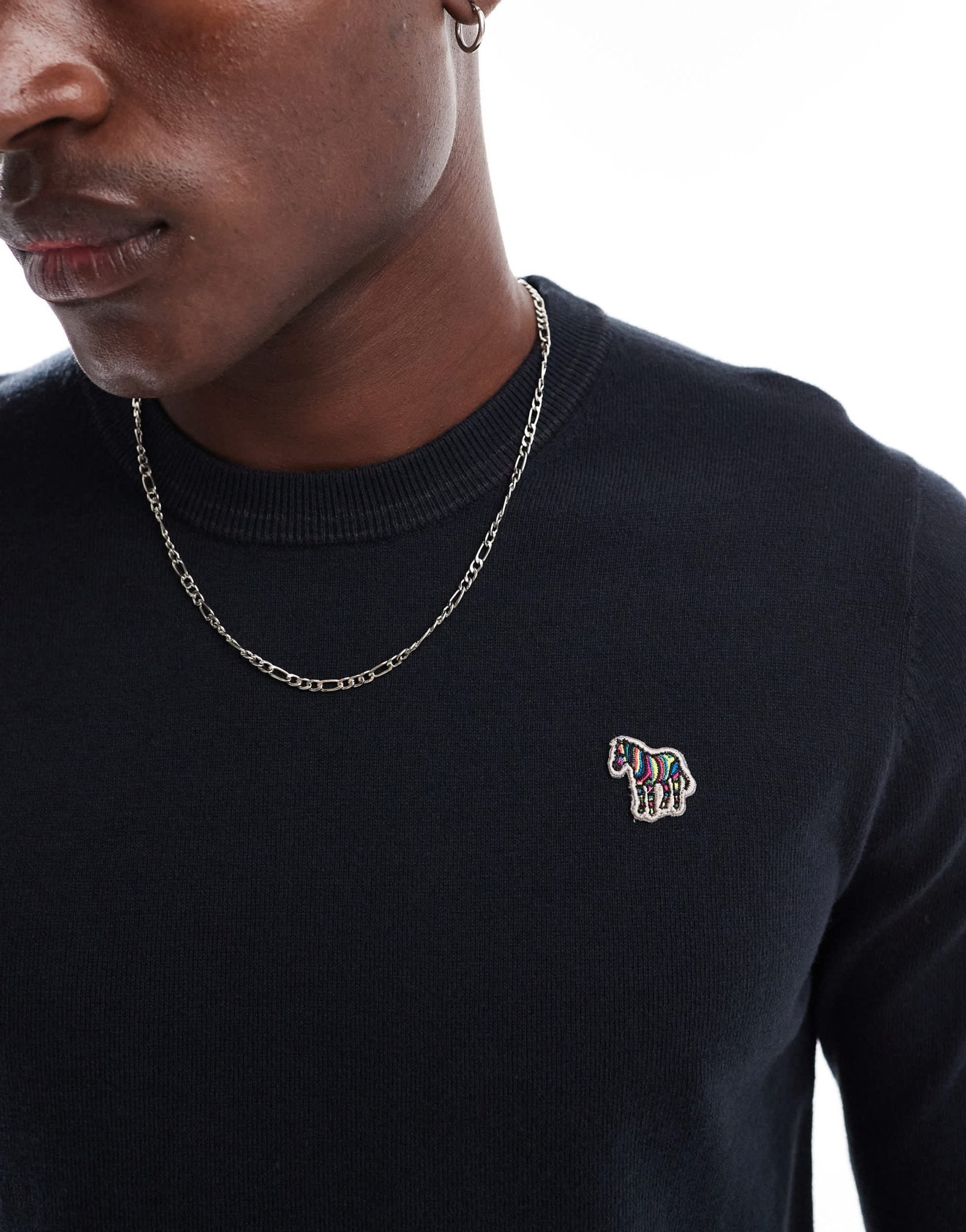 PS Paul Smith crew neck knit jumper with icon zebra logo in black - ASOS Sample Sale EU Store