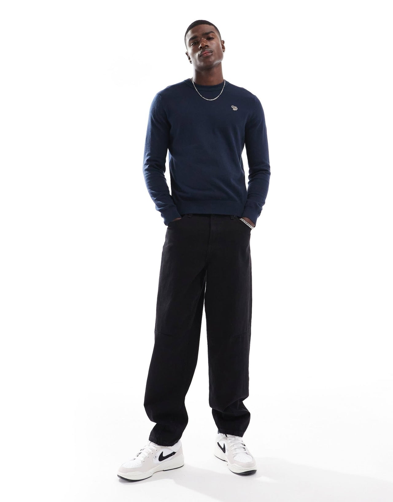 PS Paul Smith crew neck knit jumper with icon zebra logo in navy - ASOS Sample Sale EU Store
