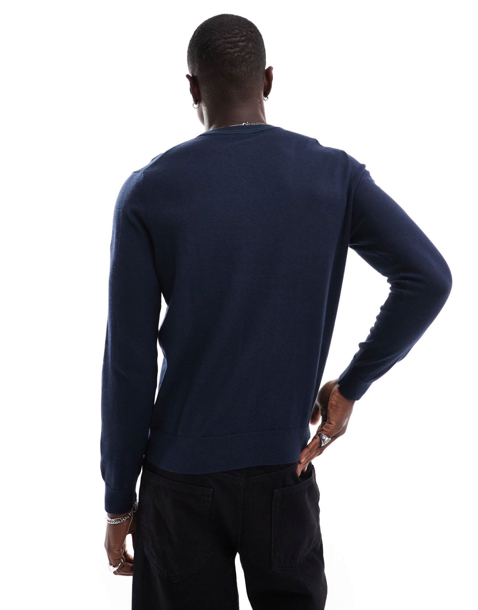 PS Paul Smith crew neck knit jumper with icon zebra logo in navy - ASOS Sample Sale EU Store