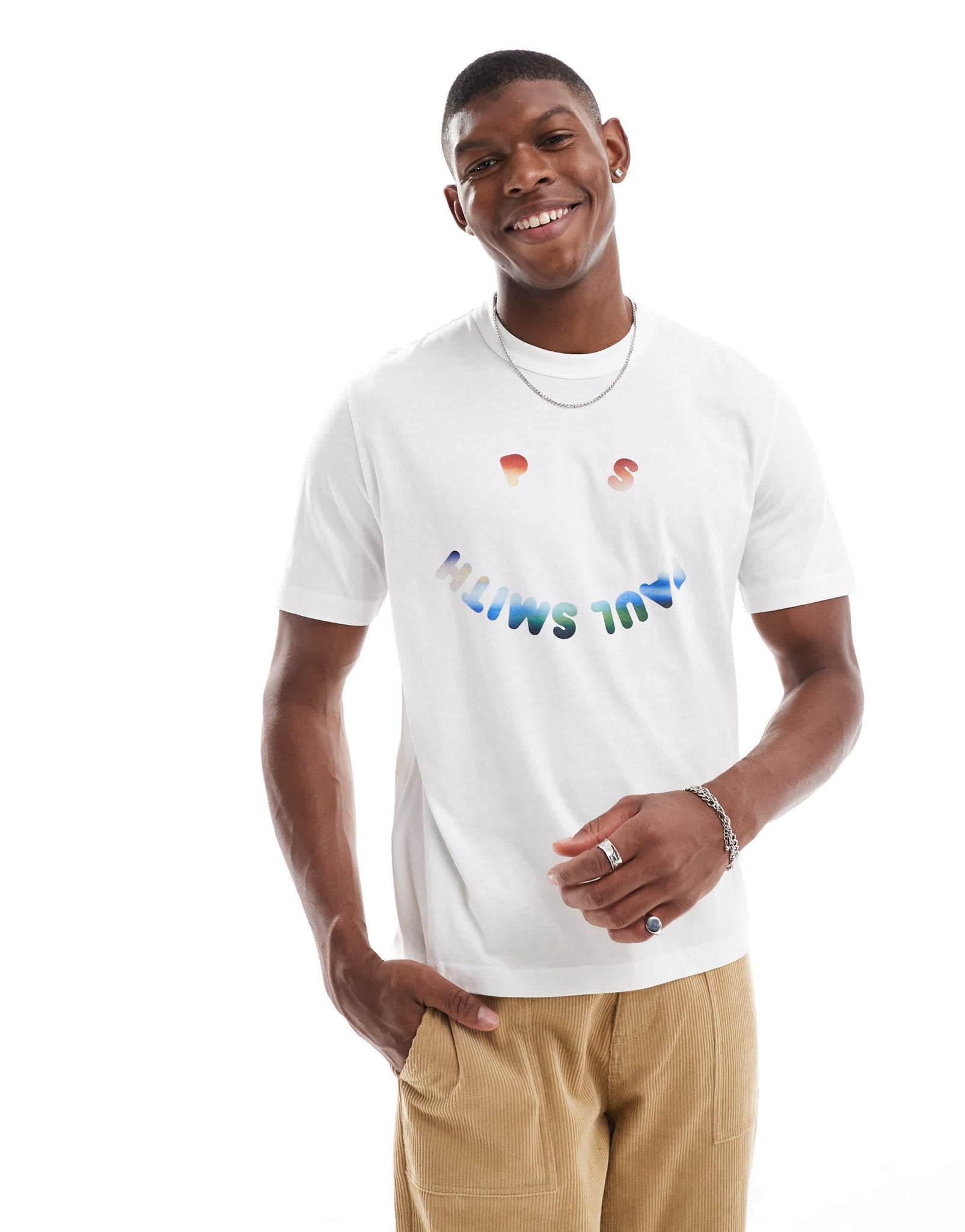 PS Paul Smith happy logo t-shirt in white - ASOS Sample Sale EU Store