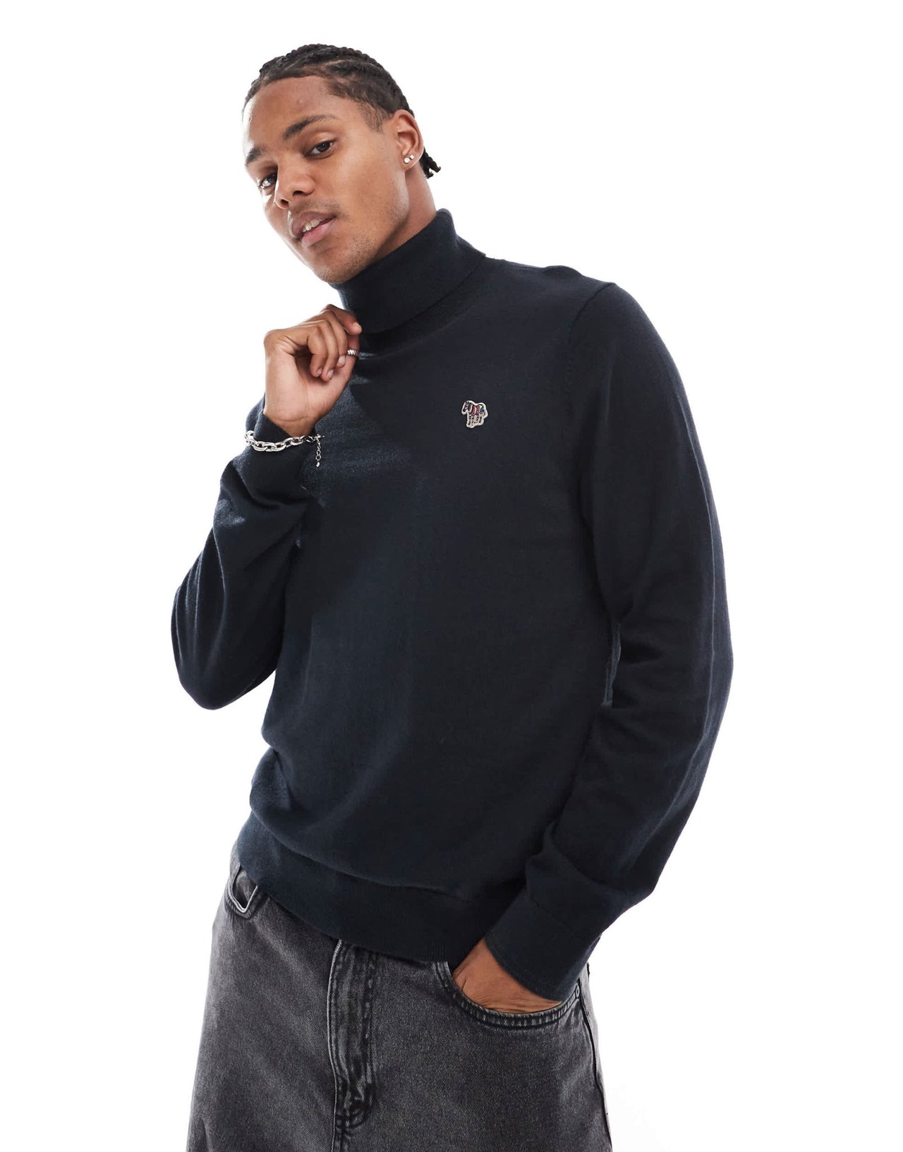 PS Paul Smith high neck knit jumper with zebra logo in black - ASOS Sample Sale EU Store