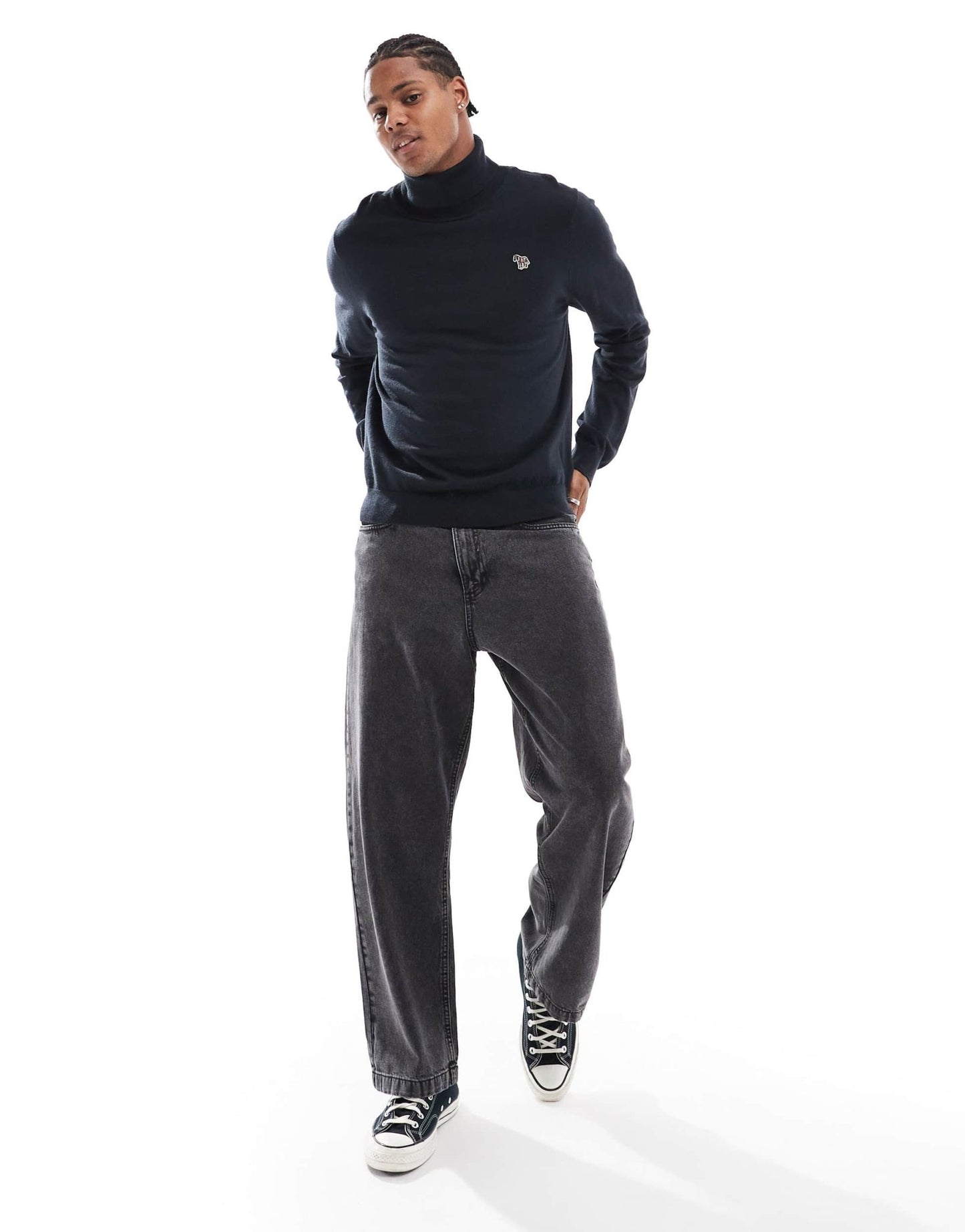 PS Paul Smith high neck knit jumper with zebra logo in black - ASOS Sample Sale EU Store