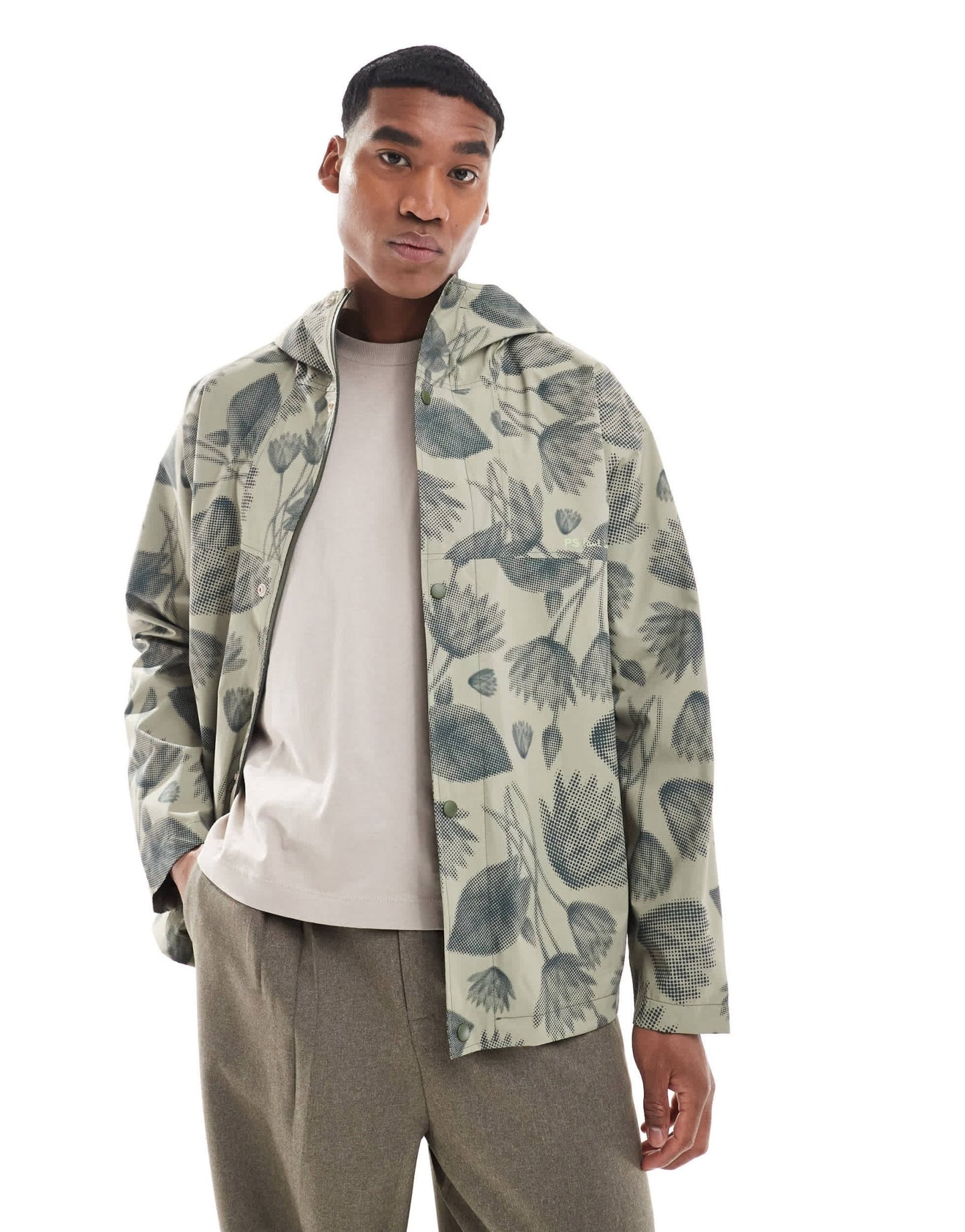 PS Paul Smith hooded jacket with flower print in beige - ASOS Sample Sale EU Store