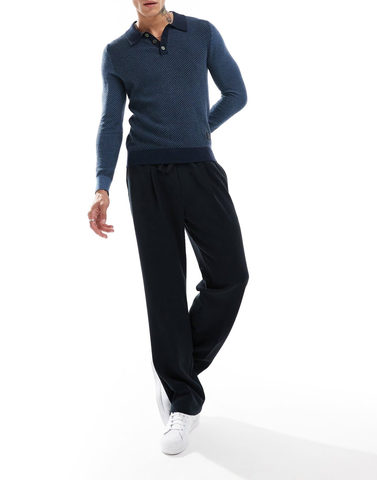 PS Paul Smith long sleeve knit polo with logo in blue - ASOS Sample Sale EU Store
