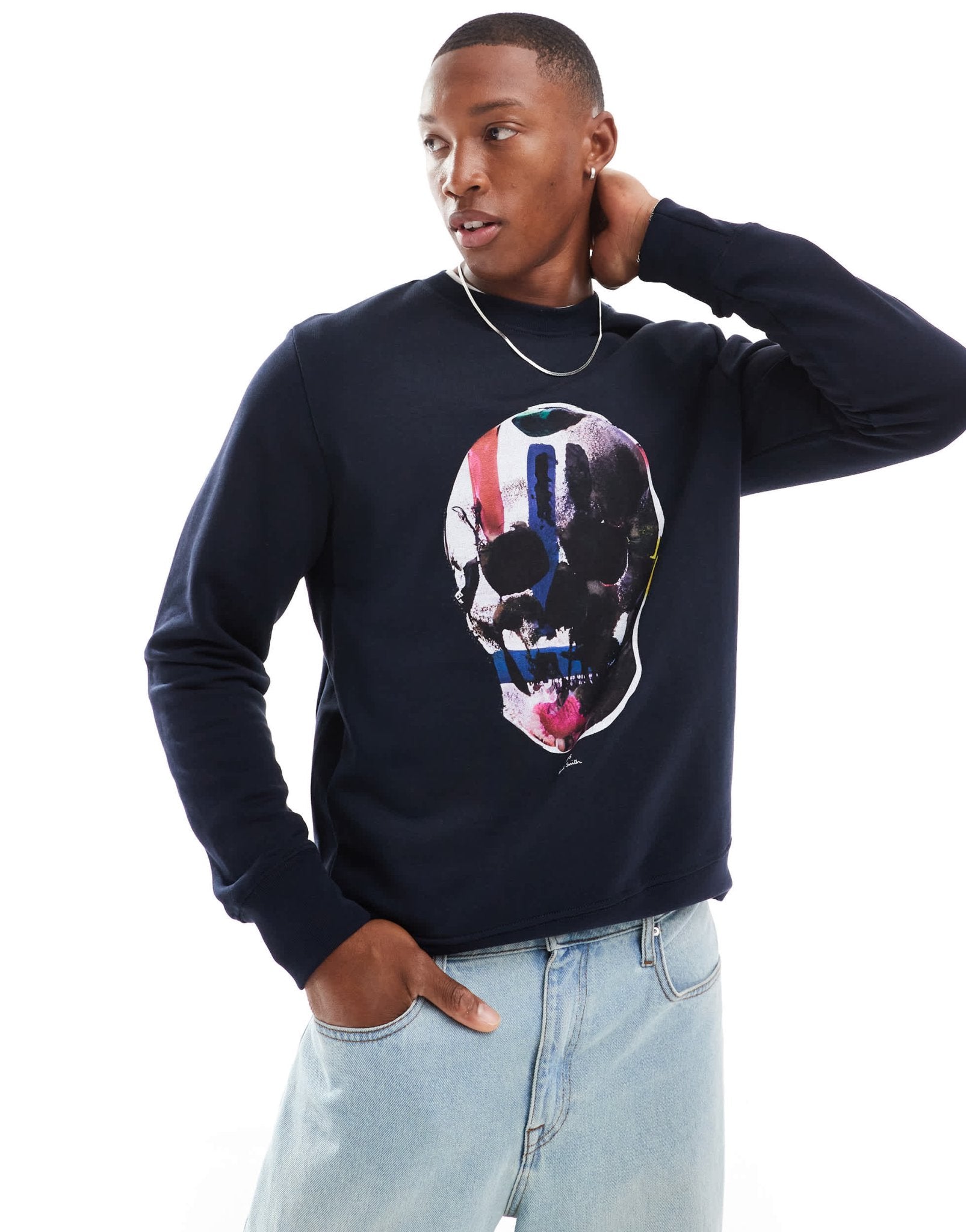 PS Paul Smith regualr fit sweatshirt with skull print in navy - ASOS Sample Sale EU Store