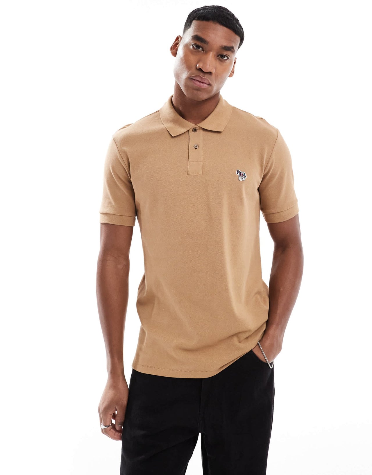 PS Paul Smith regular fit icon logo short sleeve polo in tan - ASOS Sample Sale EU Store