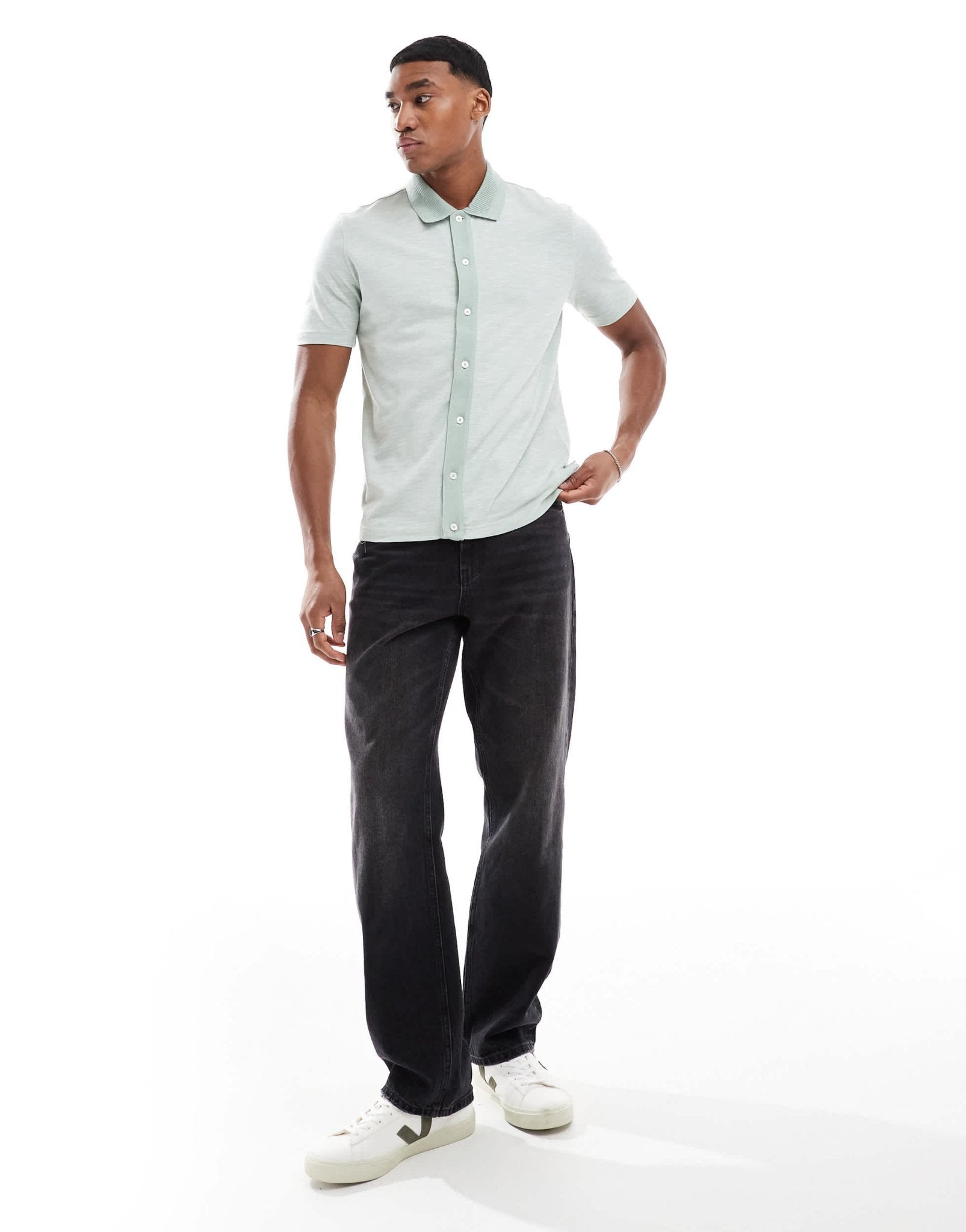 PS Paul Smith short sleeve button through polo shirt in light green - ASOS Sample Sale EU Store