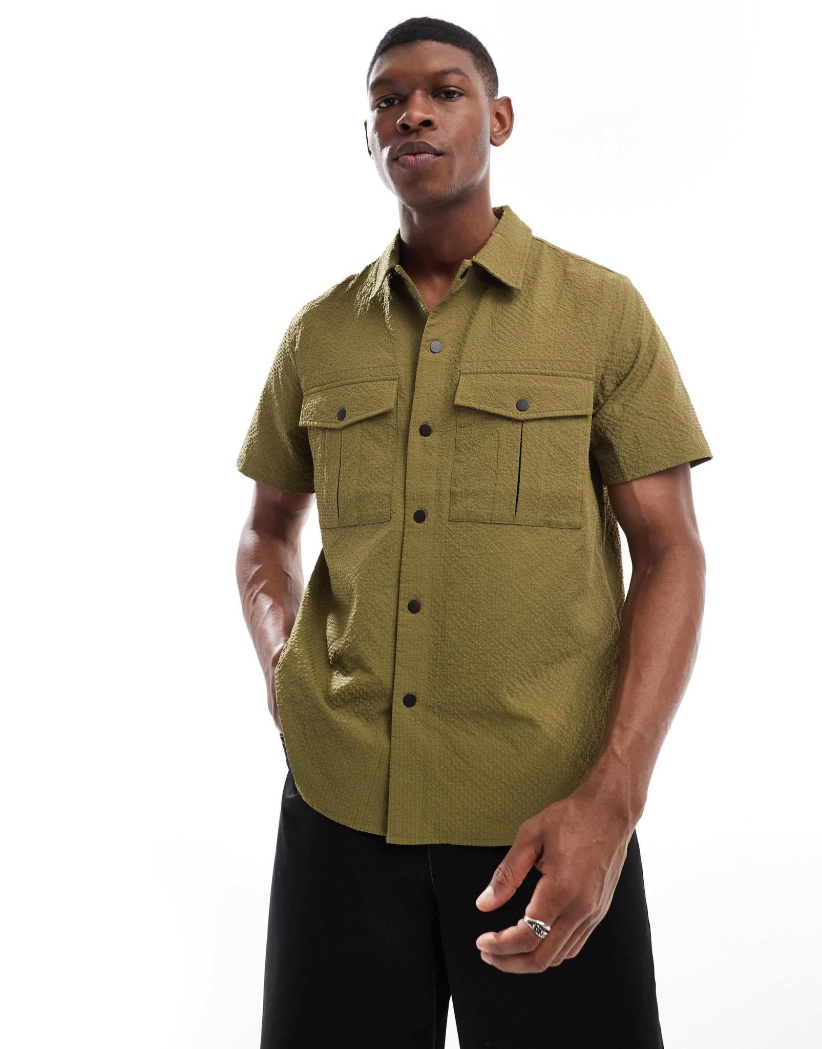 PS Paul Smith short sleeve seersucker shirt in khaki - ASOS Sample Sale EU Store