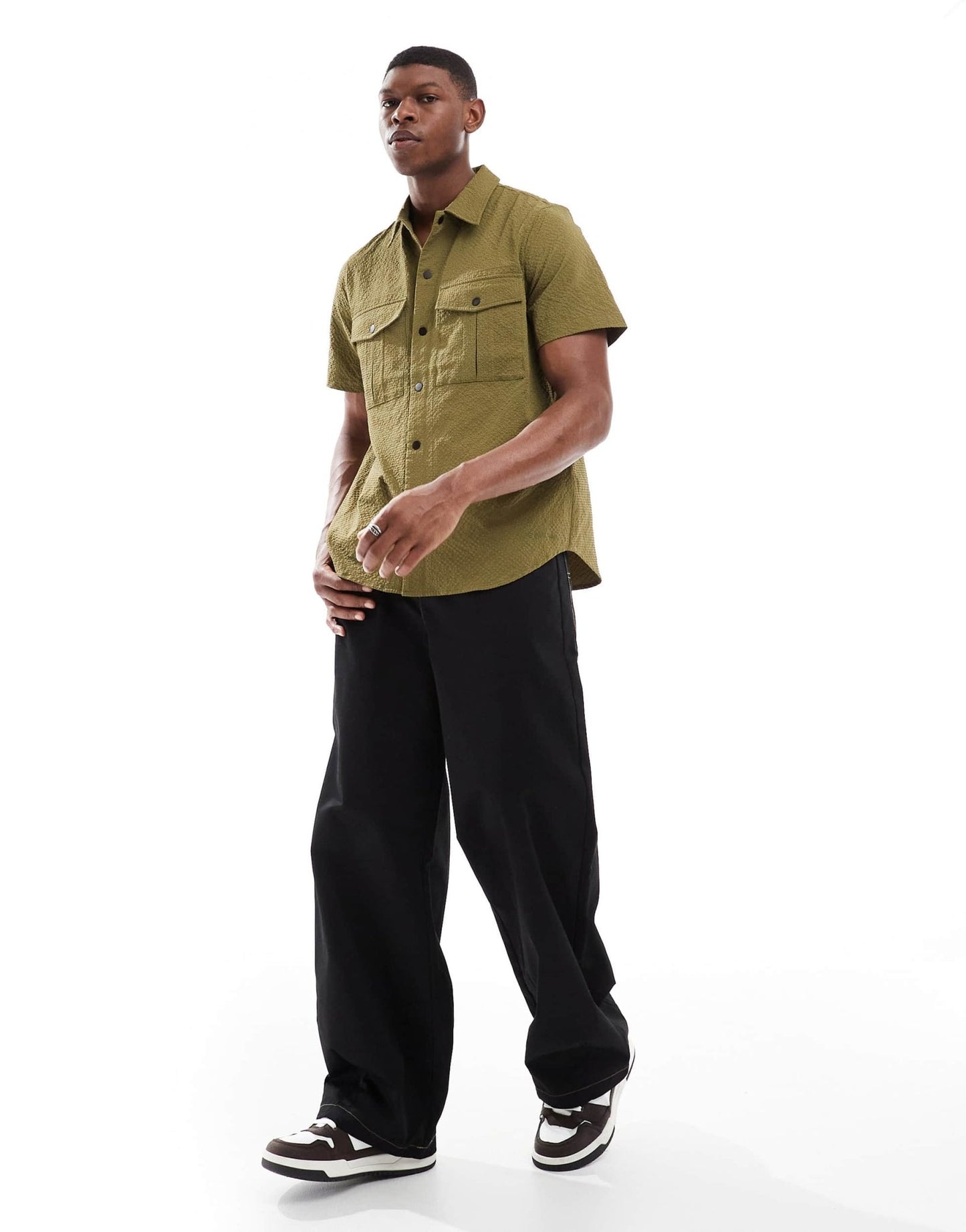 PS Paul Smith short sleeve seersucker shirt in khaki - ASOS Sample Sale EU Store