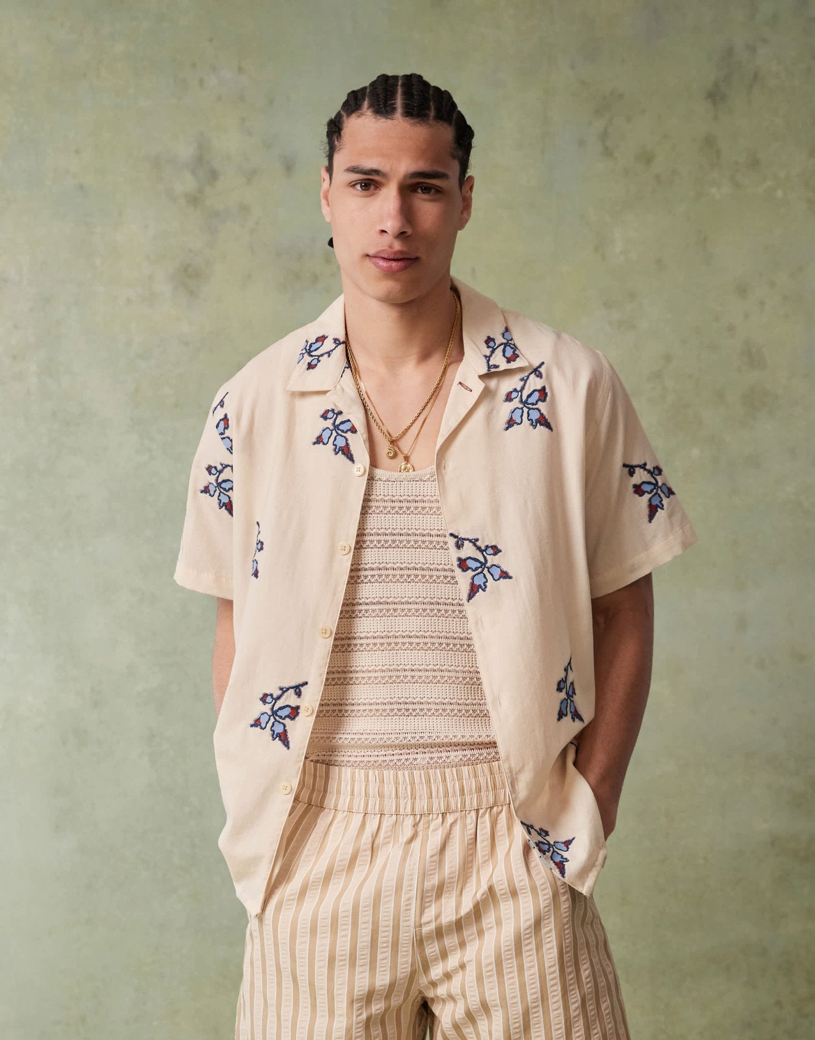 PS Paul Smith short sleeve shirt with floral embroidery in off white - ASOS Sample Sale EU Store