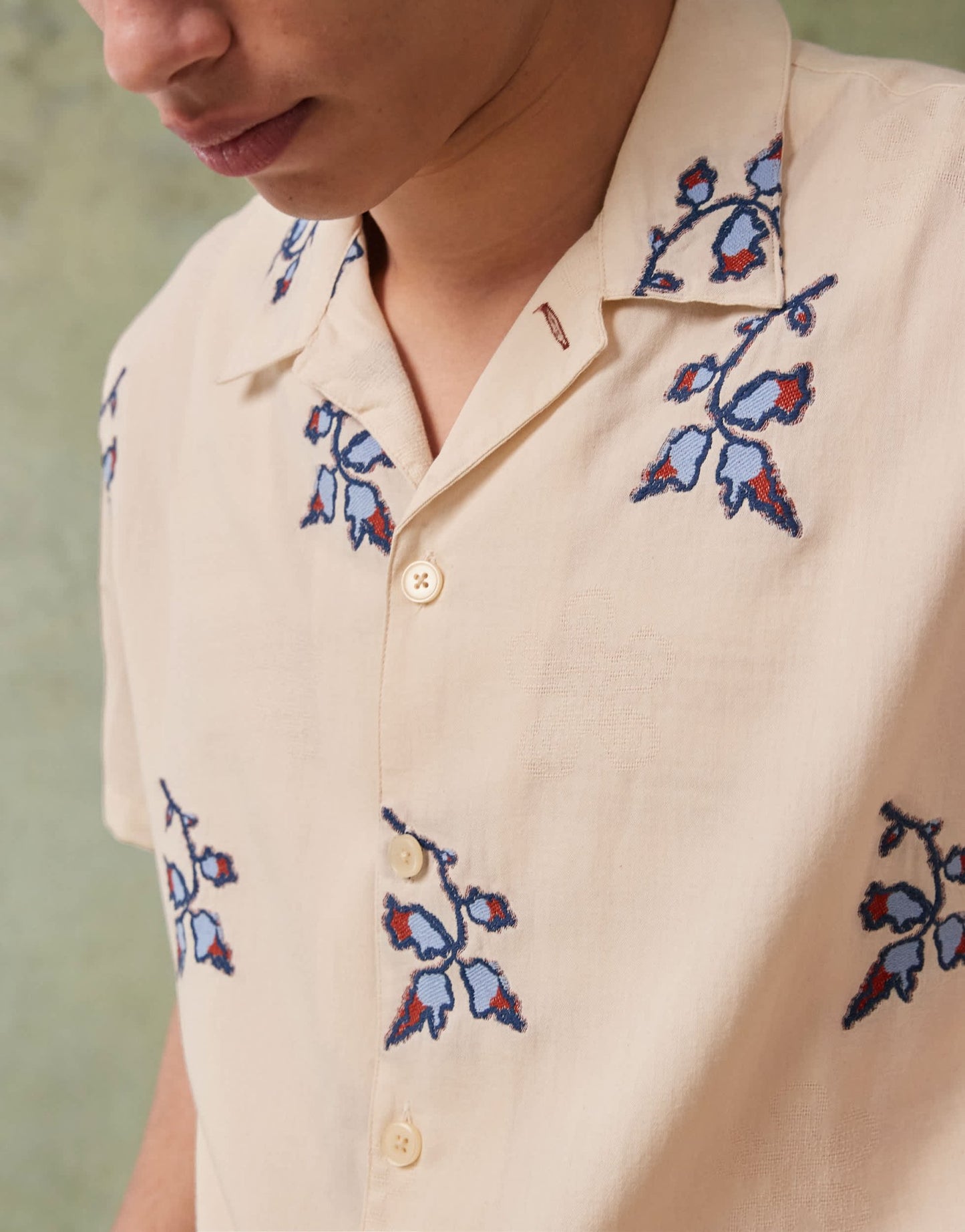 PS Paul Smith short sleeve shirt with floral embroidery in off white - ASOS Sample Sale EU Store