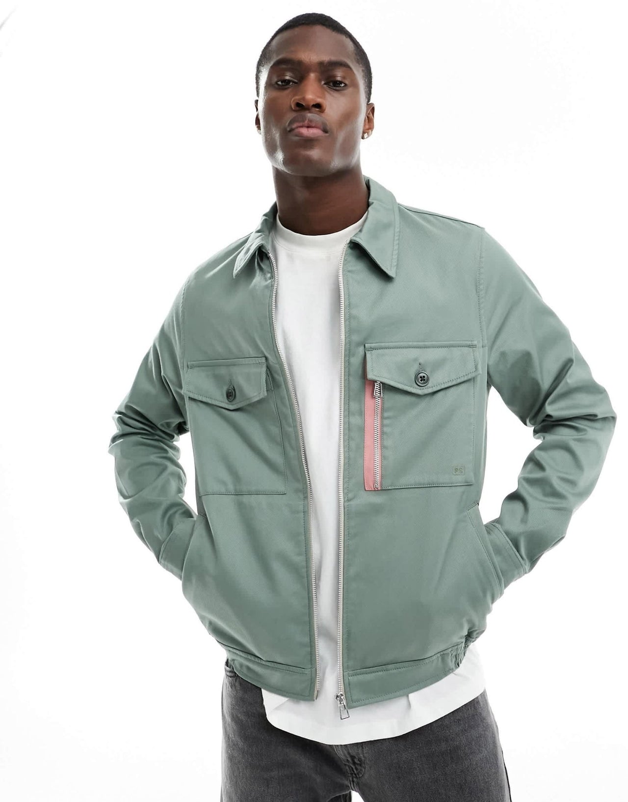 PS Paul Smith tape pocket detail workwear jacket in mid green - ASOS Sample Sale EU Store