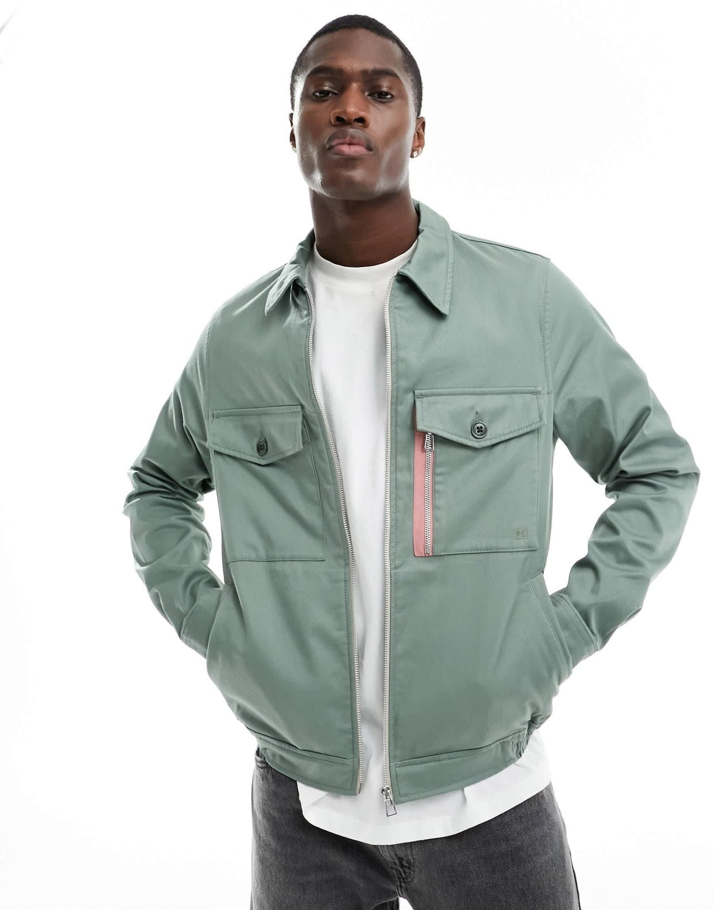 PS Paul Smith tape pocket detail workwear jacket in mid green - ASOS Sample Sale EU Store