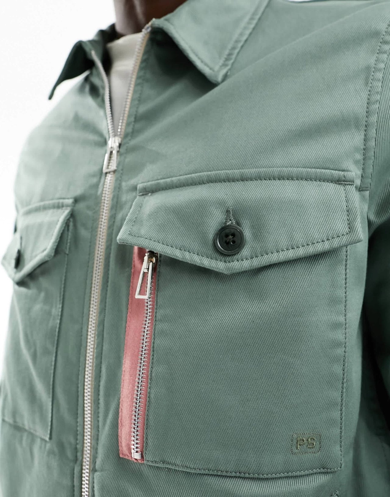 PS Paul Smith tape pocket detail workwear jacket in mid green - ASOS Sample Sale EU Store