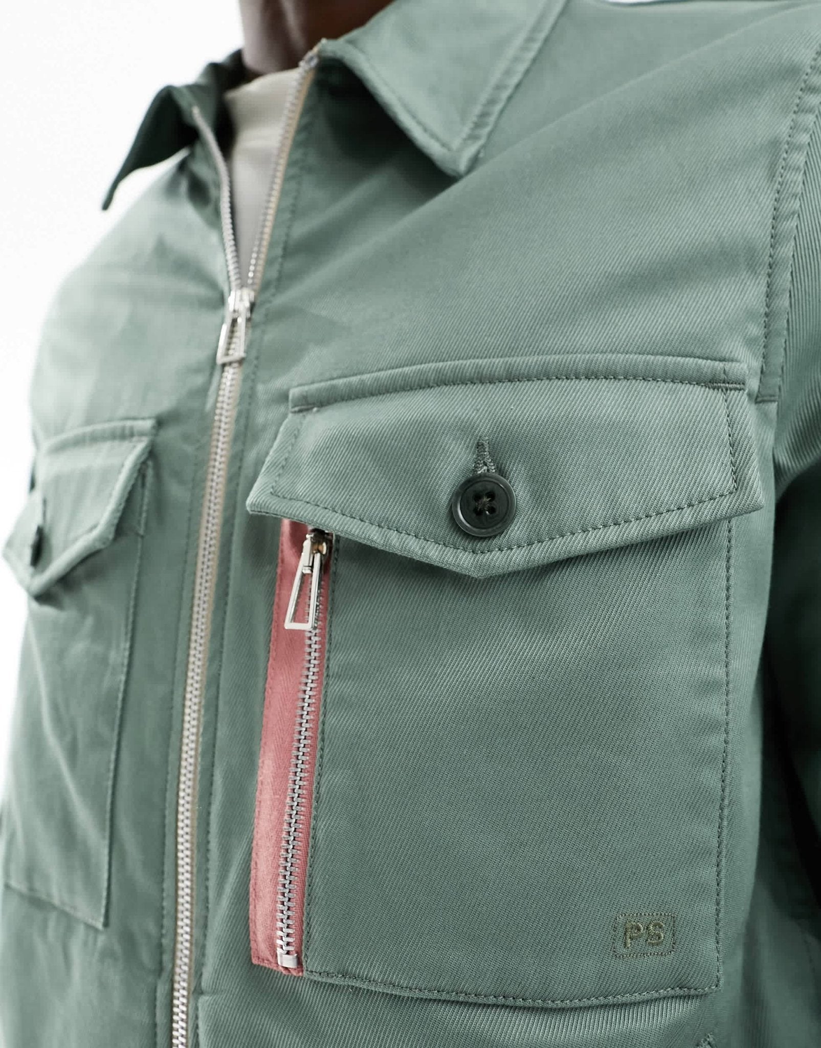 PS Paul Smith tape pocket detail workwear jacket in mid green - ASOS Sample Sale EU Store