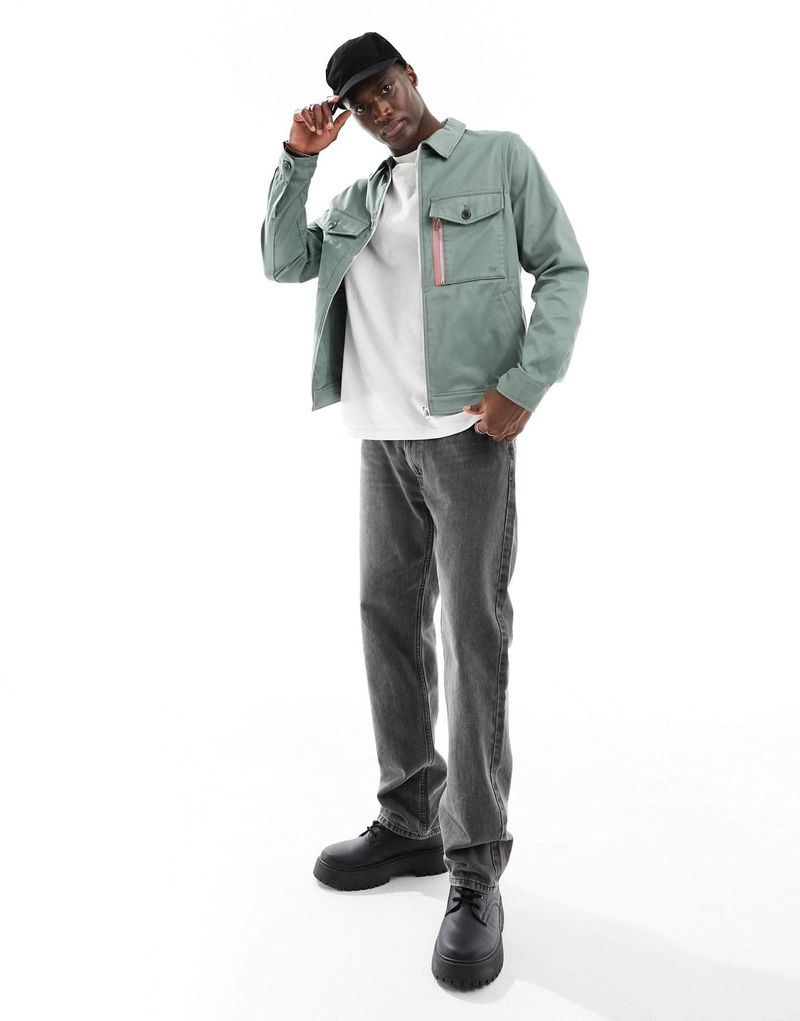 PS Paul Smith tape pocket detail workwear jacket in mid green - ASOS Sample Sale EU Store