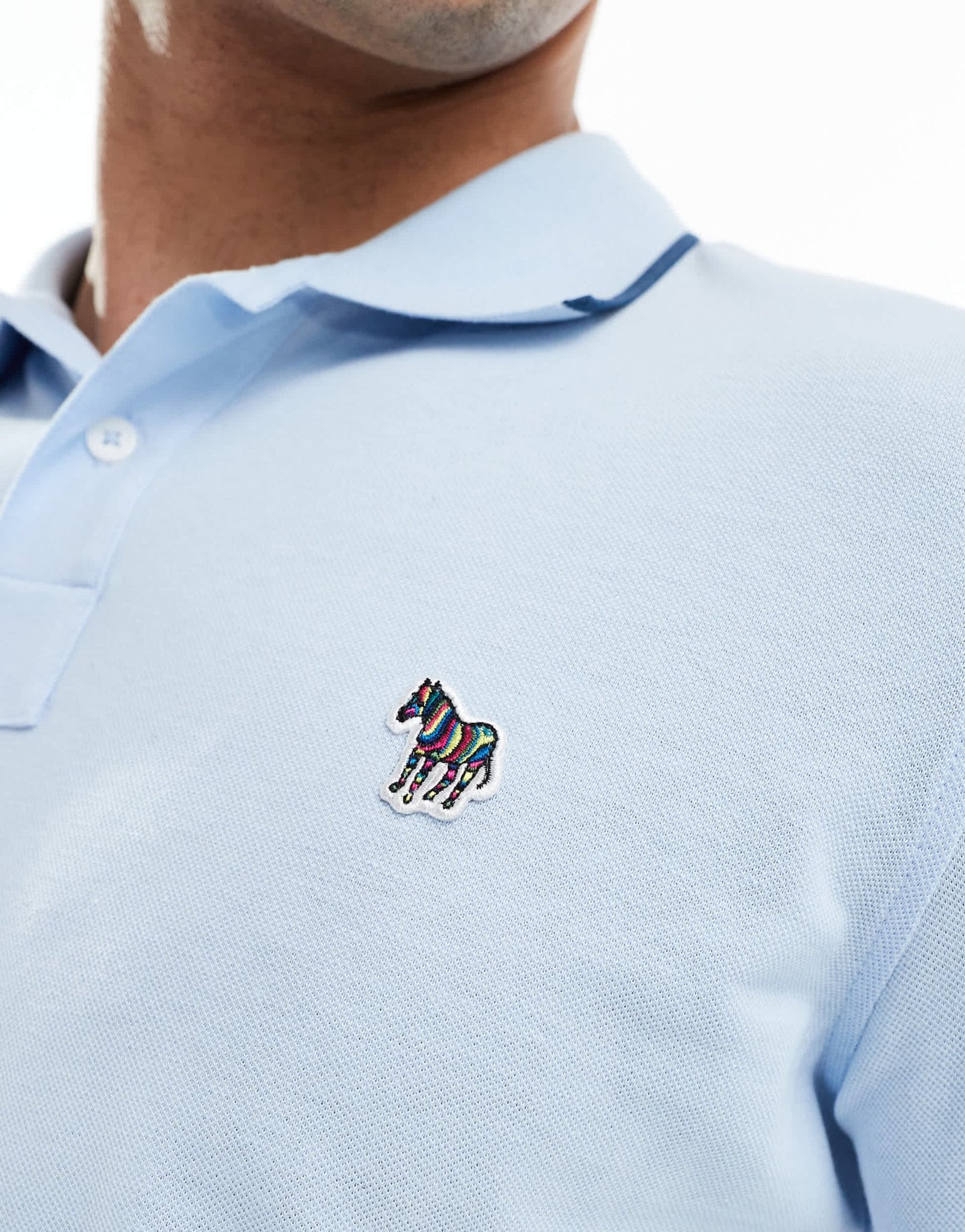 PS Paul Smith tipped logo polo shirt in light blue - ASOS Sample Sale EU Store