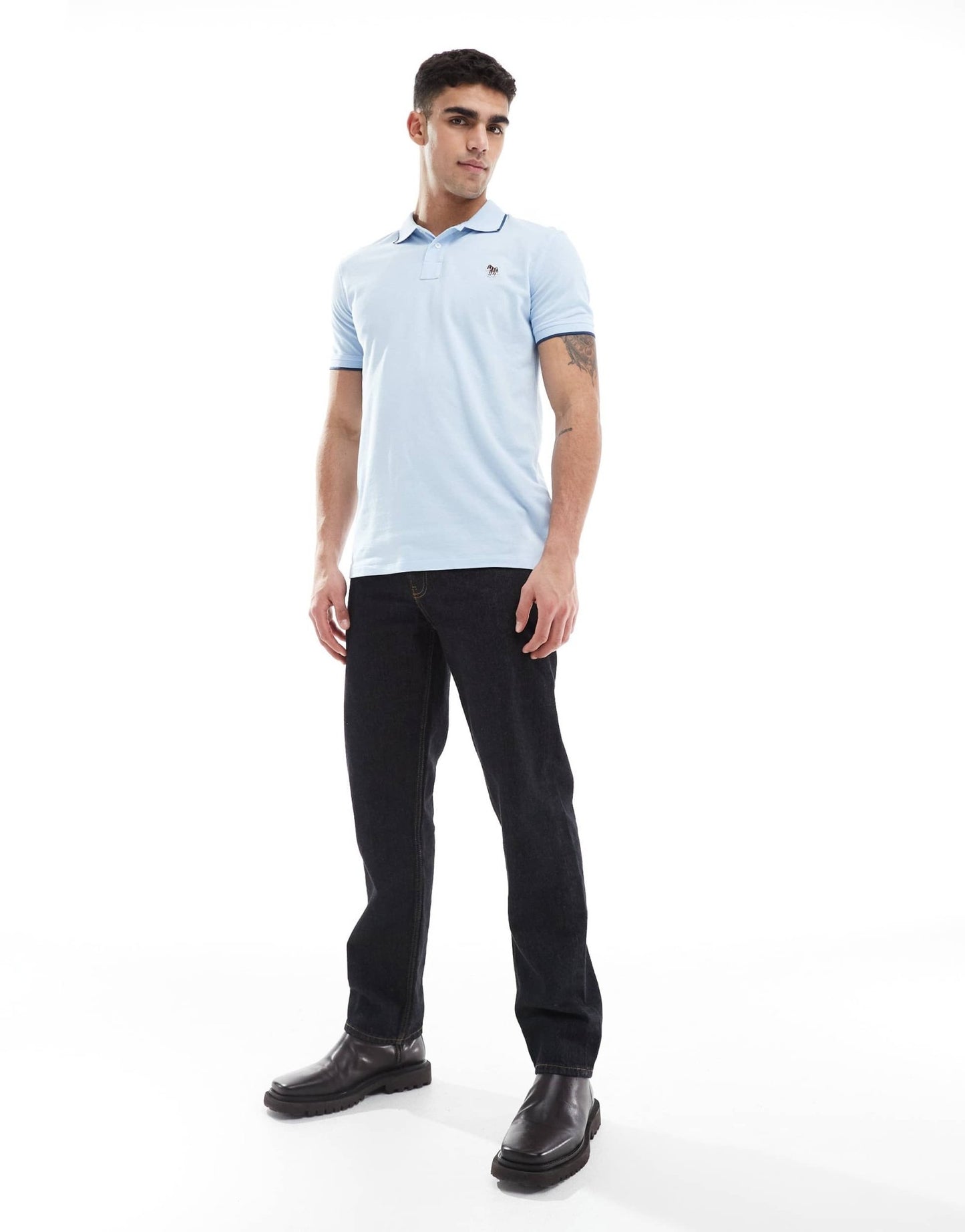 PS Paul Smith tipped logo polo shirt in light blue - ASOS Sample Sale EU Store
