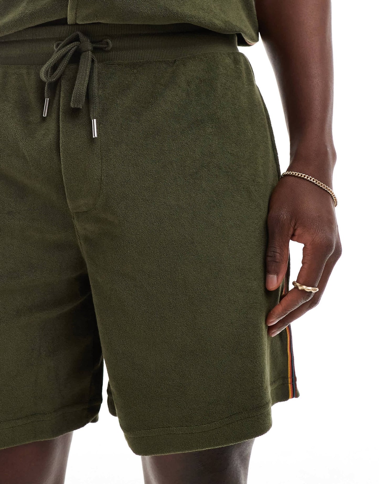 PS Paul Smith towel stripe shorts co - ord in khaki - ASOS Sample Sale EU Store