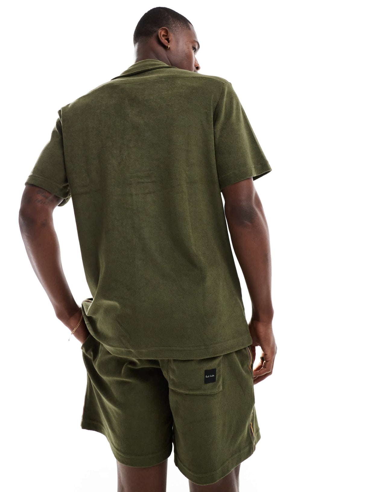 PS Paul Smith towel stripe shorts co - ord in khaki - ASOS Sample Sale EU Store