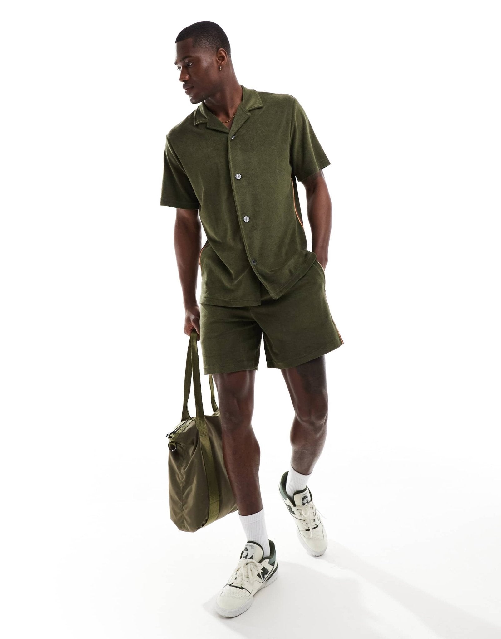 PS Paul Smith towel stripe shorts co - ord in khaki - ASOS Sample Sale EU Store