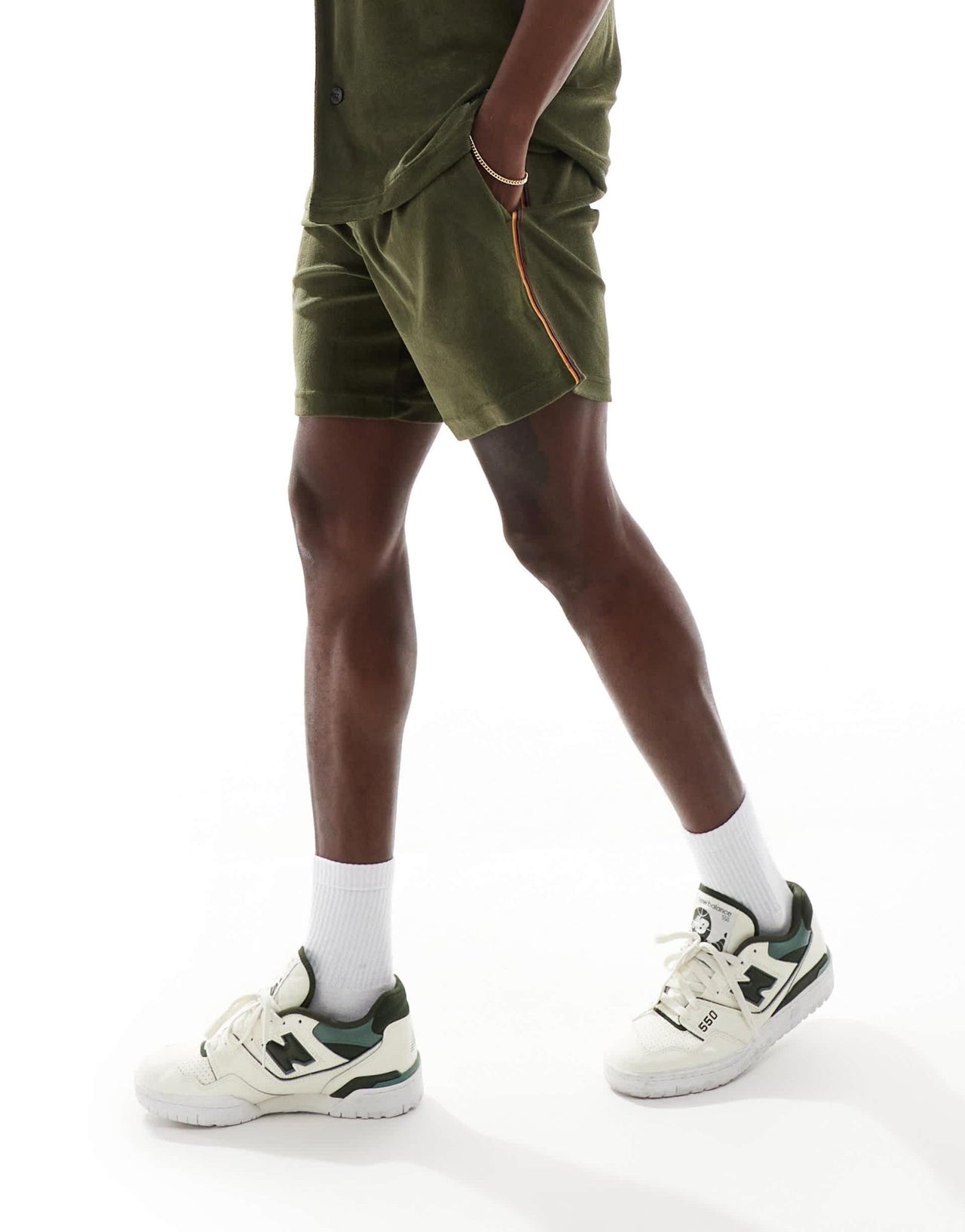 PS Paul Smith towel stripe shorts co - ord in khaki - ASOS Sample Sale EU Store