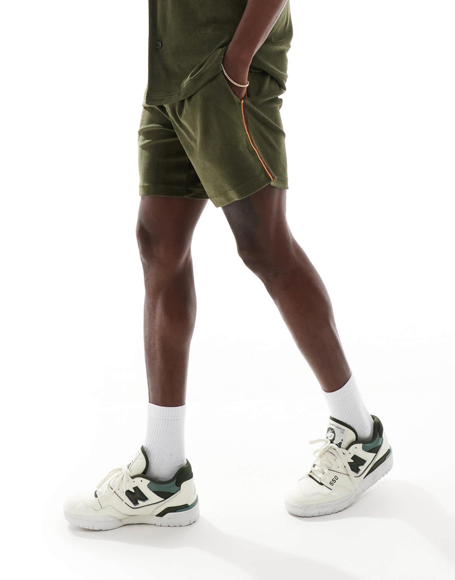 PS Paul Smith towel stripe shorts co - ord in khaki - ASOS Sample Sale EU Store