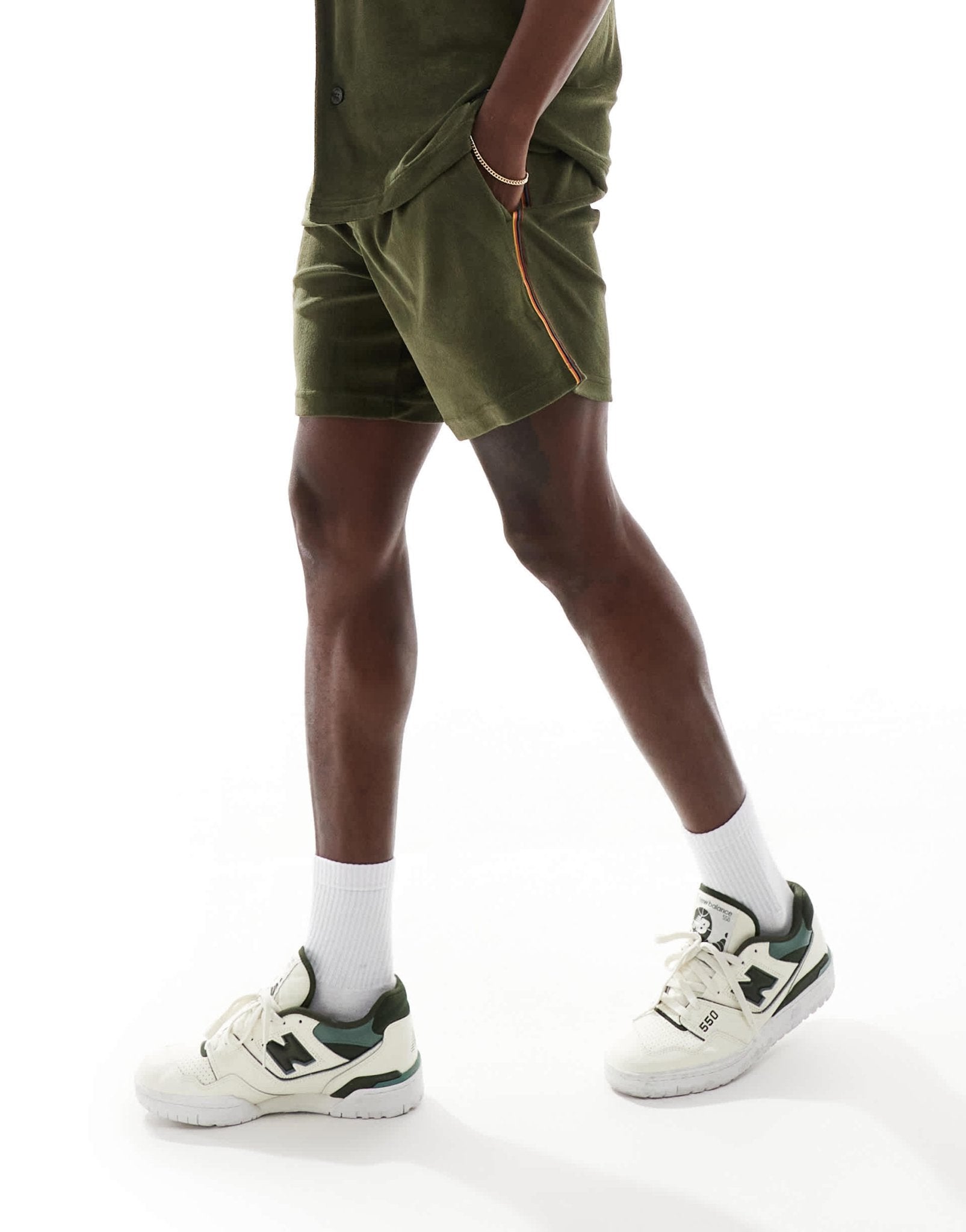 PS Paul Smith towel stripe shorts co - ord in khaki - ASOS Sample Sale EU Store