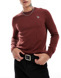 PS Paul Smith zebra logo tipped neck knit jumper in burgundy - ASOS Sample Sale EU Store