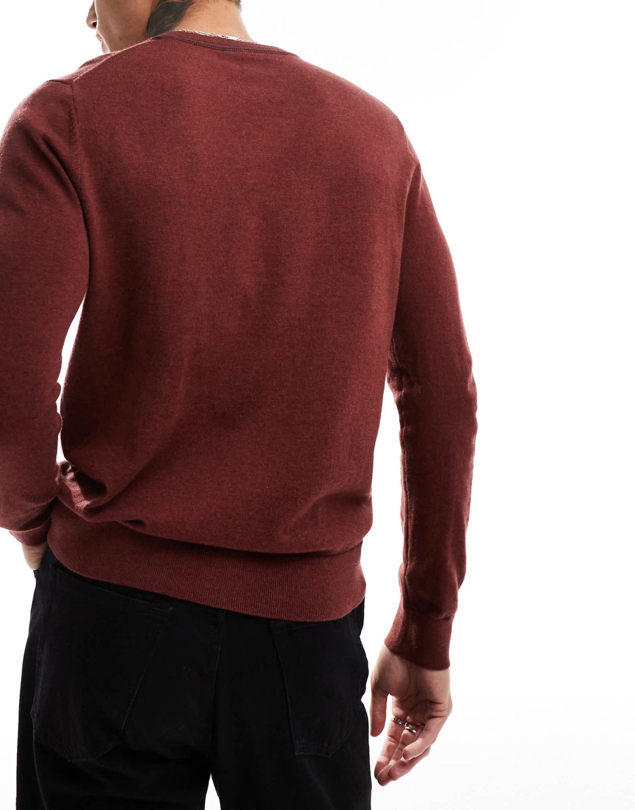 PS Paul Smith zebra logo tipped neck knit jumper in burgundy - ASOS Sample Sale EU Store