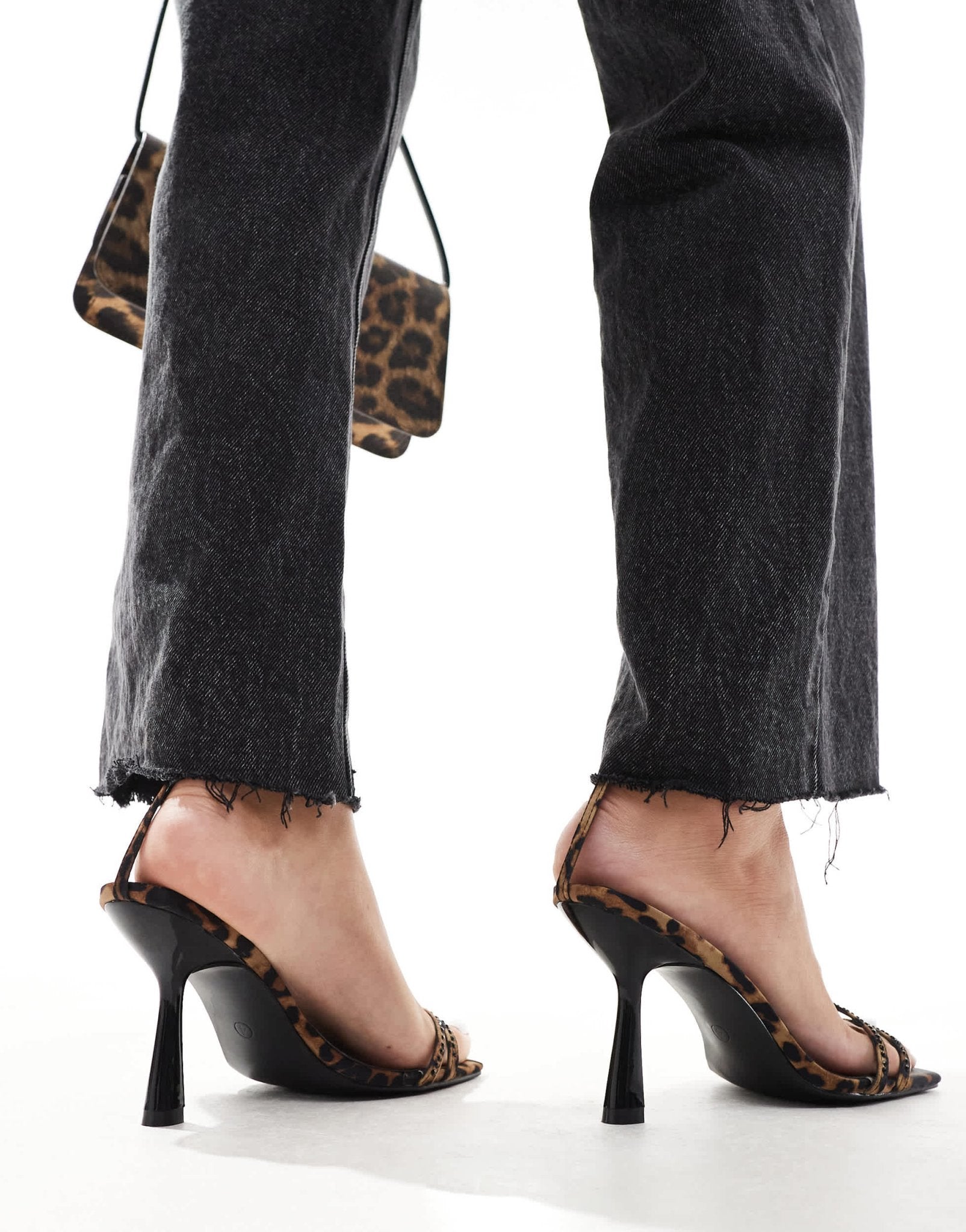 Public Desire Jericho embellished barely there mid heel sandals leopard print - ASOS Sample Sale EU Store