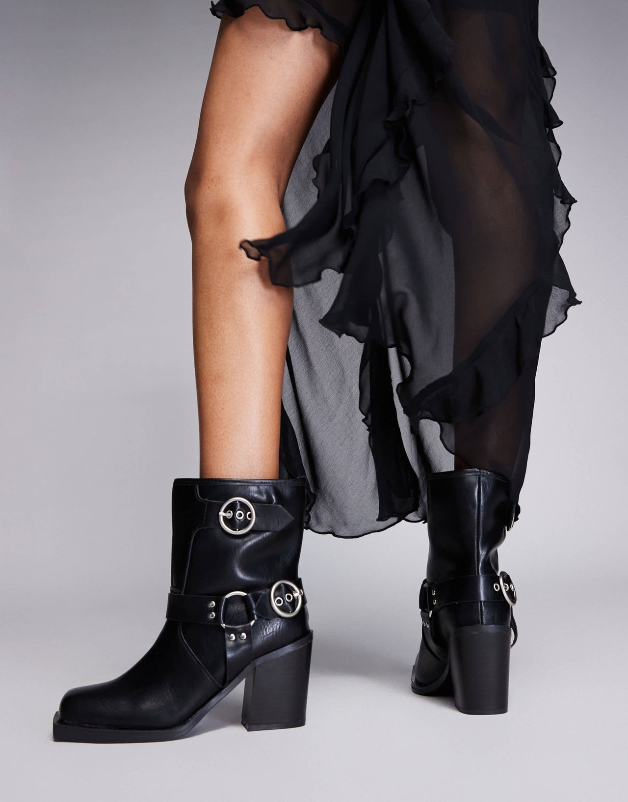 Public Desire Wide Fit Freak heeled ankle biker boot in black - ASOS Sample Sale EU Store