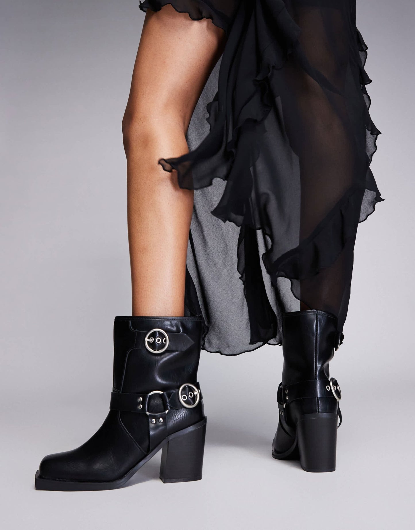Public Desire Wide Fit Freak heeled ankle biker boot in black - ASOS Sample Sale EU Store