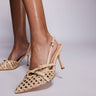 Chaussures à talons à lanières tressées et bride arrière Public Desire Wide Fit en blanc