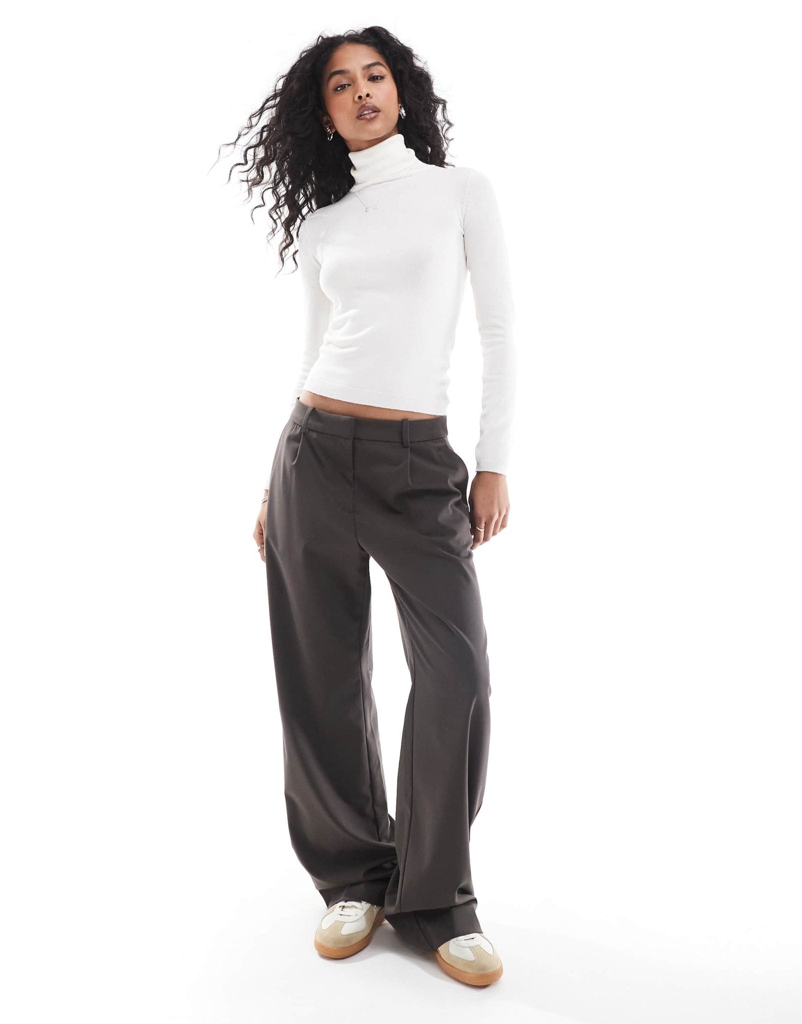 Pull&Bear knit polo neck jumper in ecru - ASOS Sample Sale EU Store