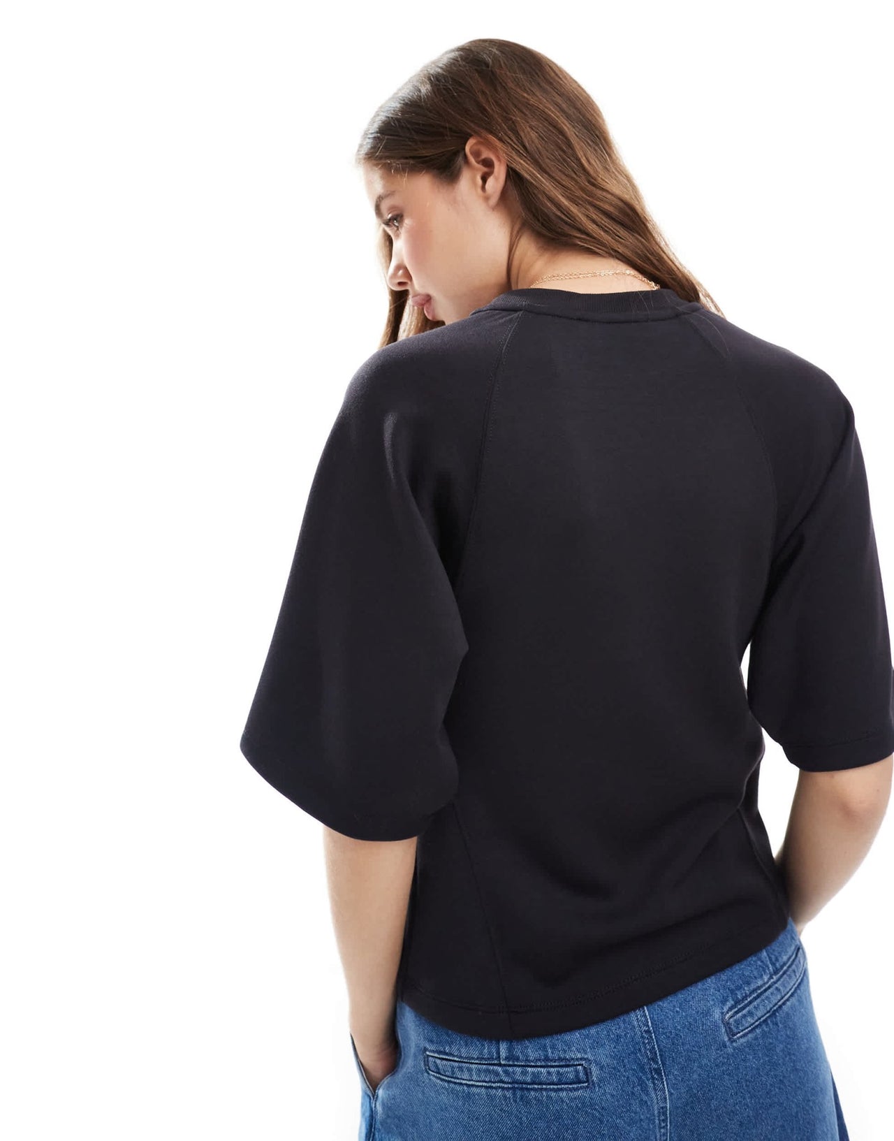 Pull&Bear soft touch cinched waist t-shirt in black - ASOS Sample Sale EU Store