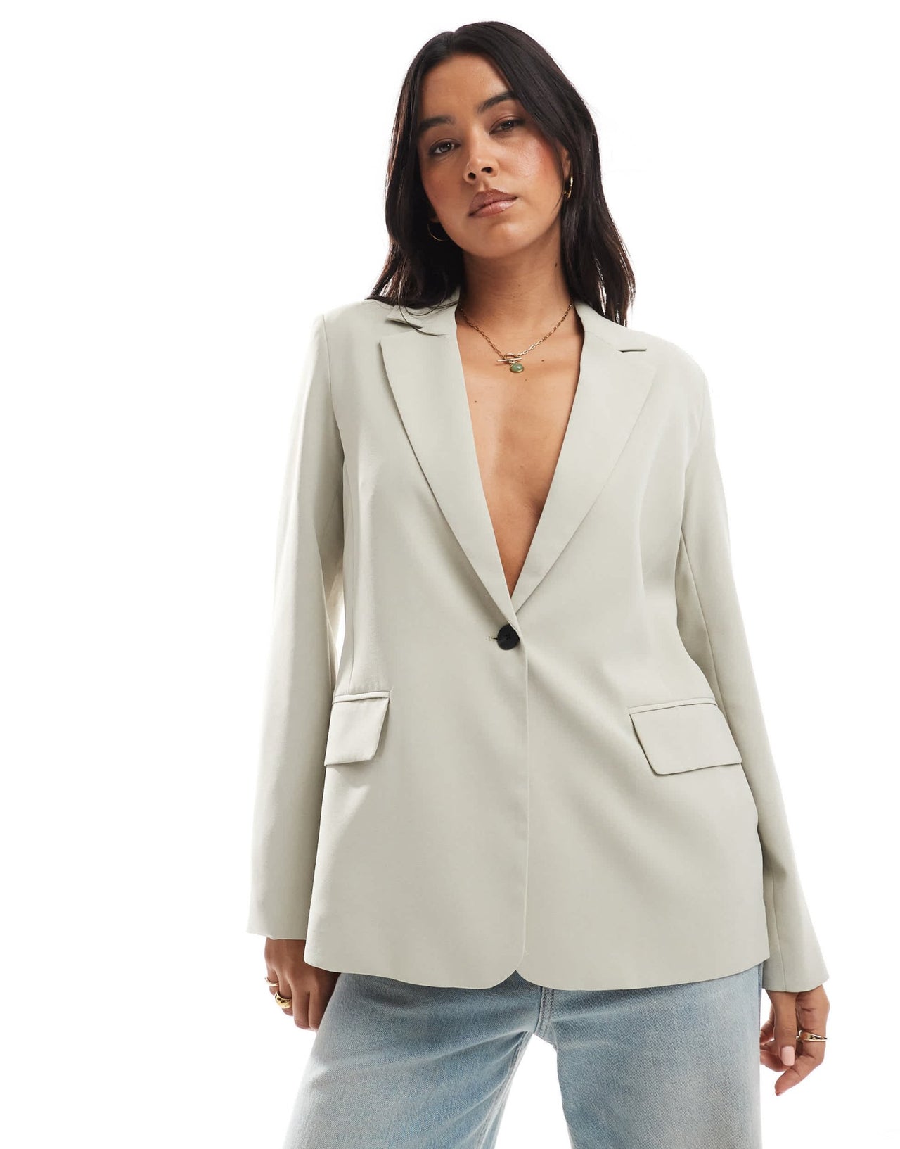 Pull&Bear tailored blazer in ecru - ASOS Sample Sale EU Store